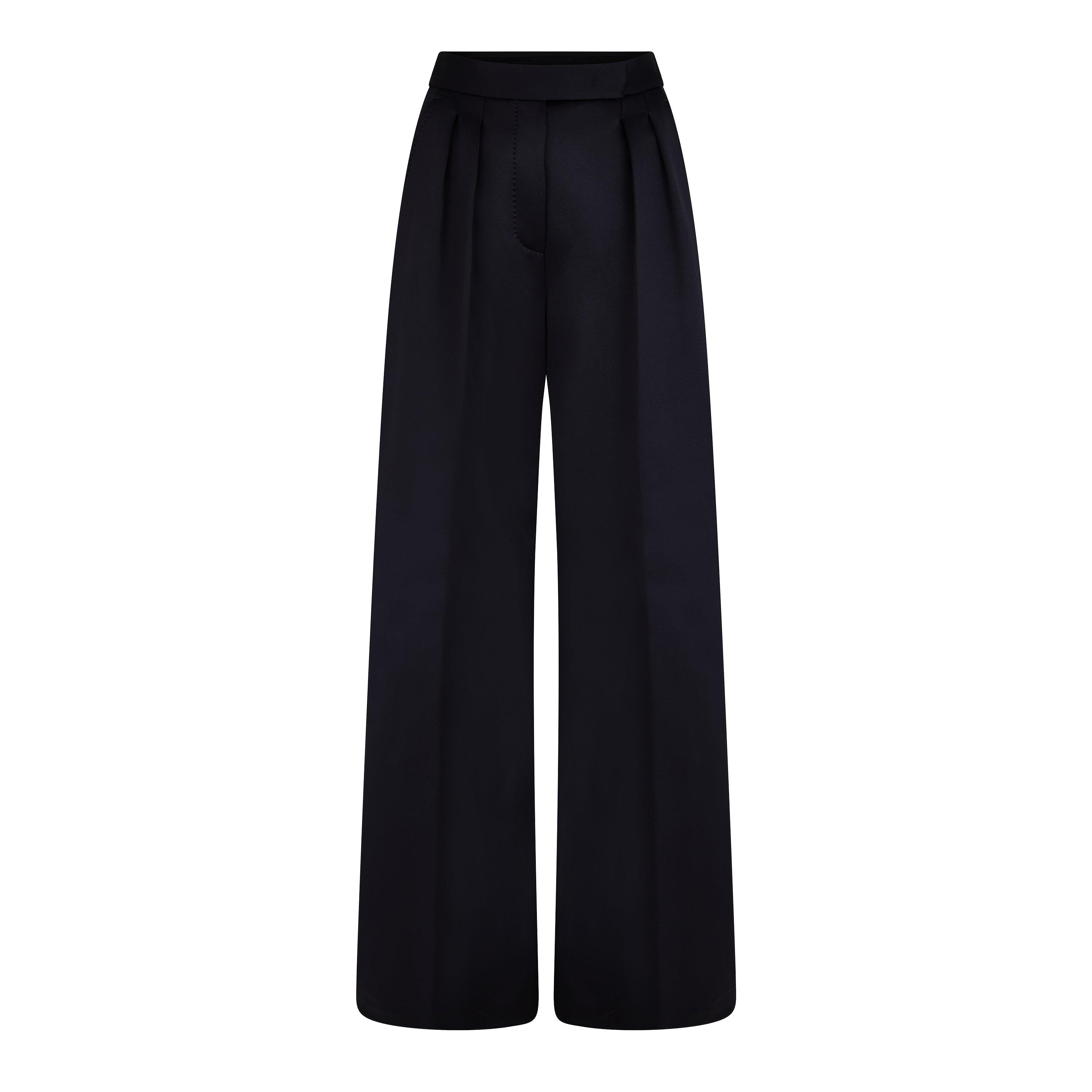 Black 001 - Max Mara - Zinnia Pleated Jersey Wide-Leg Pants - 5
