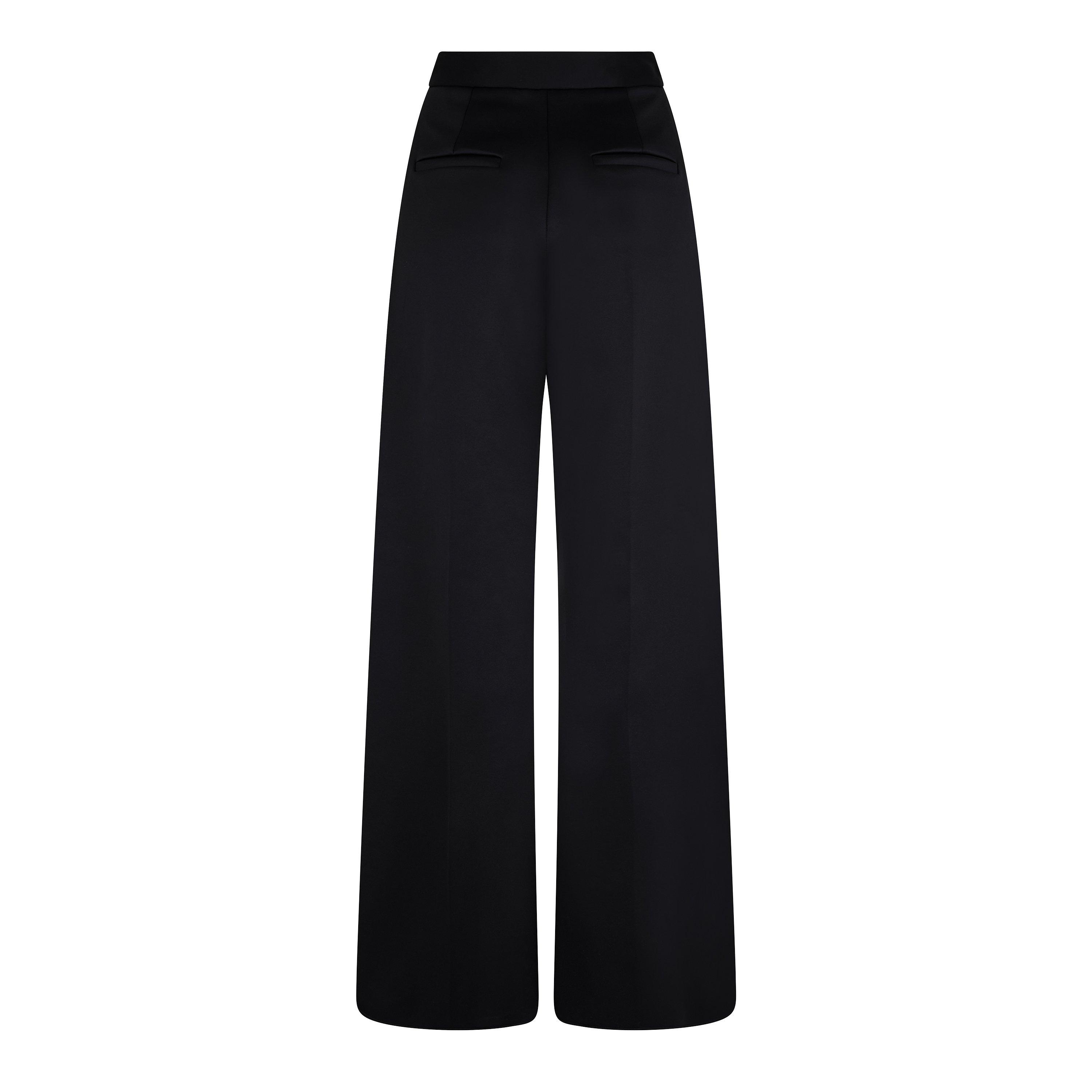 Black 001 - Max Mara - Zinnia Pleated Jersey Wide-Leg Pants - 6