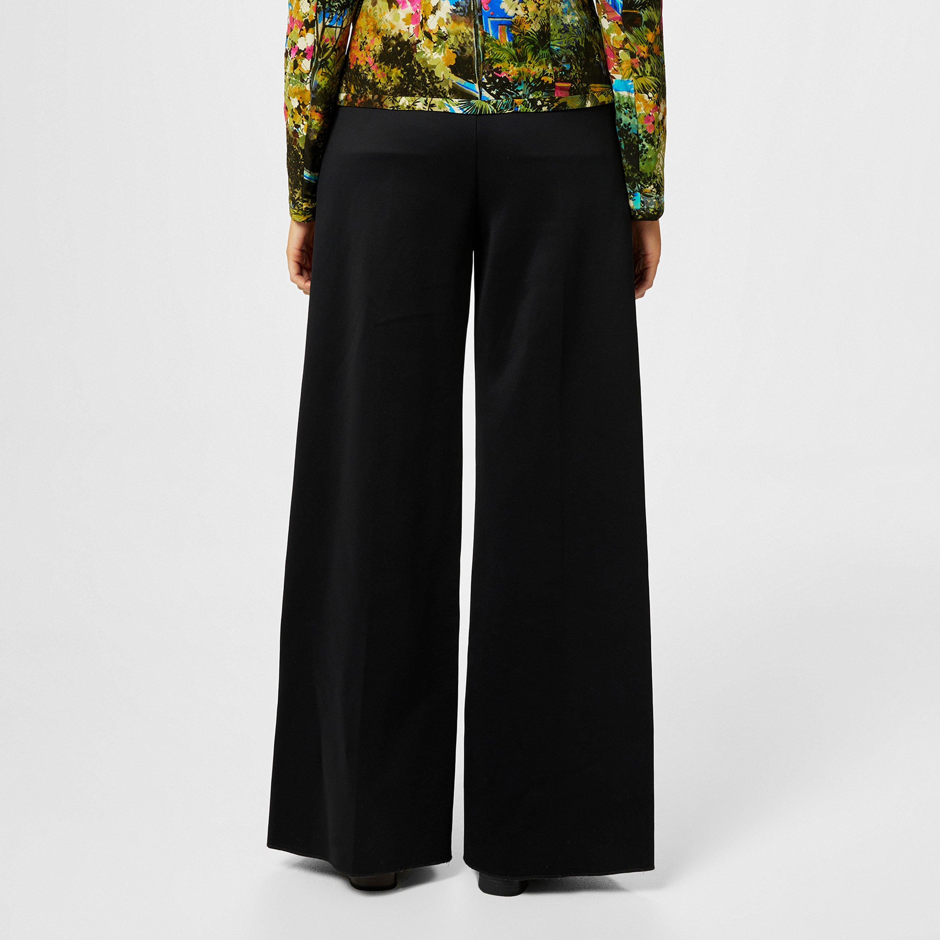 Black 001 - Max Mara - Zinnia Pleated Jersey Wide-Leg Pants - 3