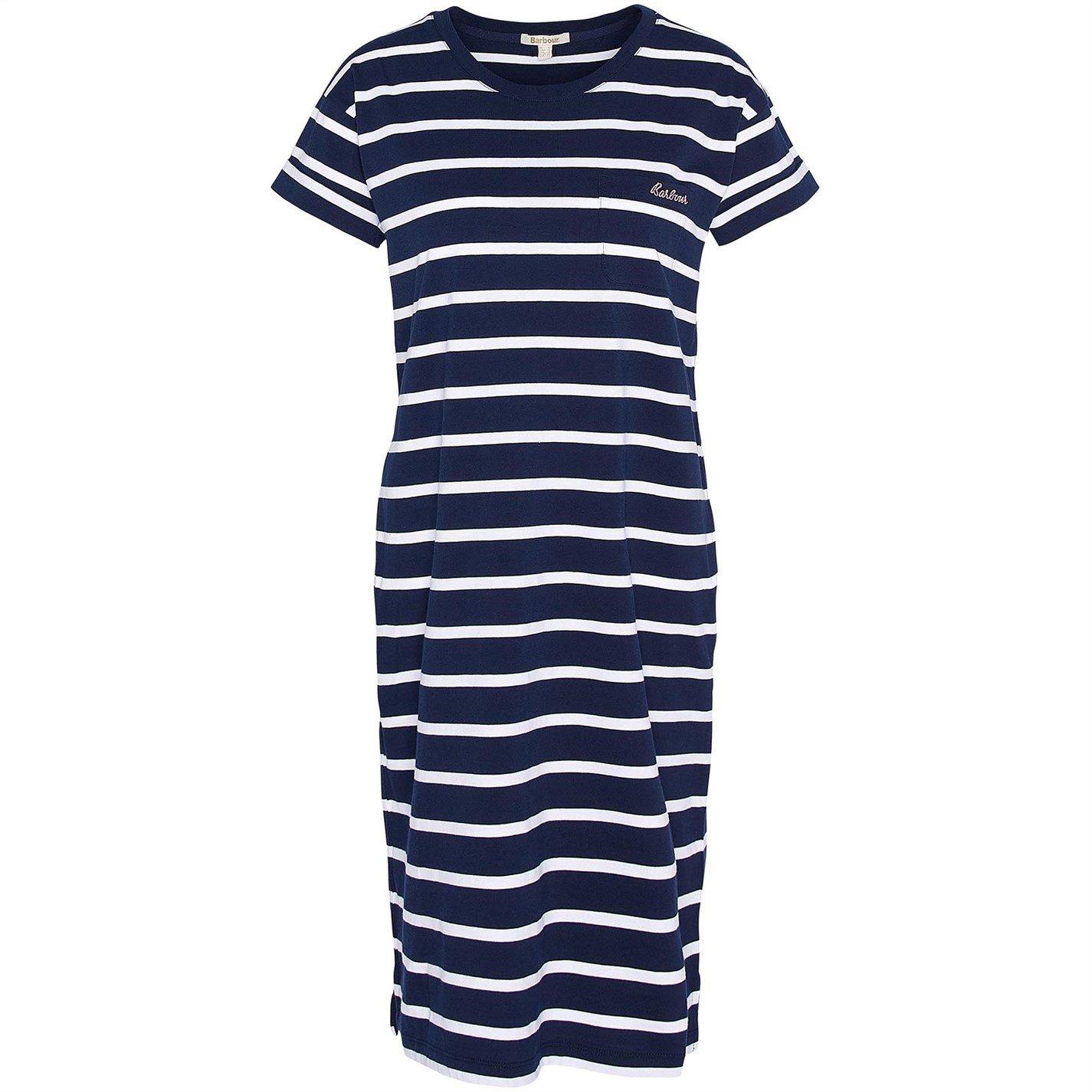 Navy/White - Barbour - Otterburn Striped Midi Dress - 7