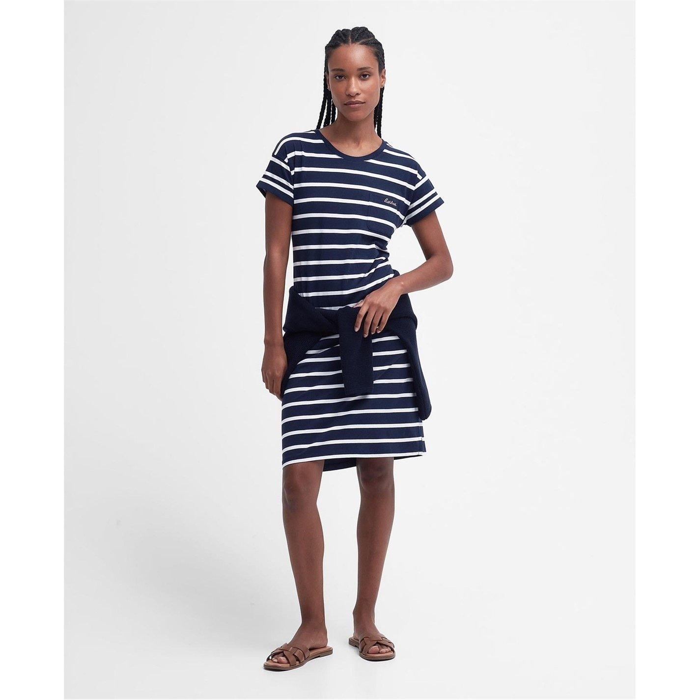 Navy/White - Barbour - Otterburn Striped Midi Dress - 4