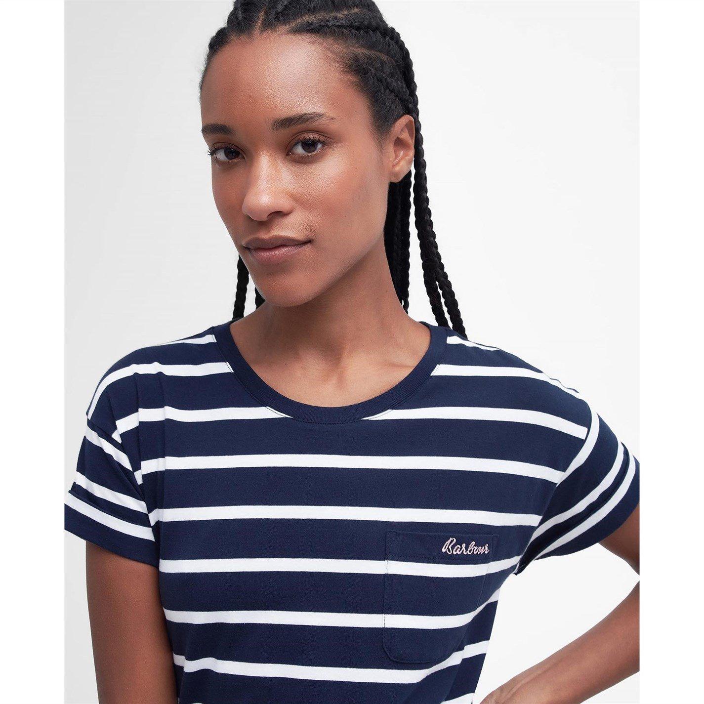 Navy/White - Barbour - Otterburn Striped Midi Dress - 5