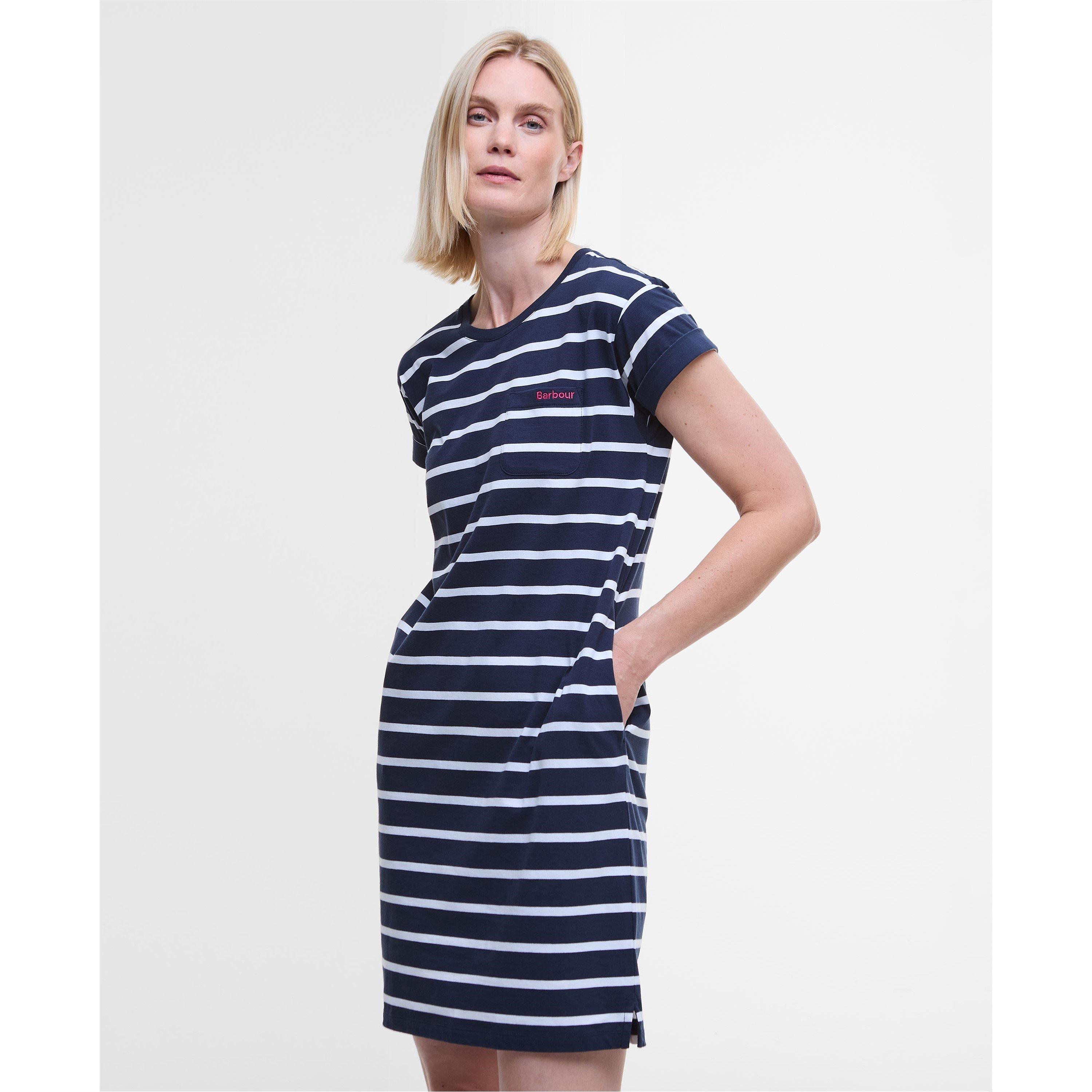 Navy - Barbour - Otterburn Striped Midi Dress - 3