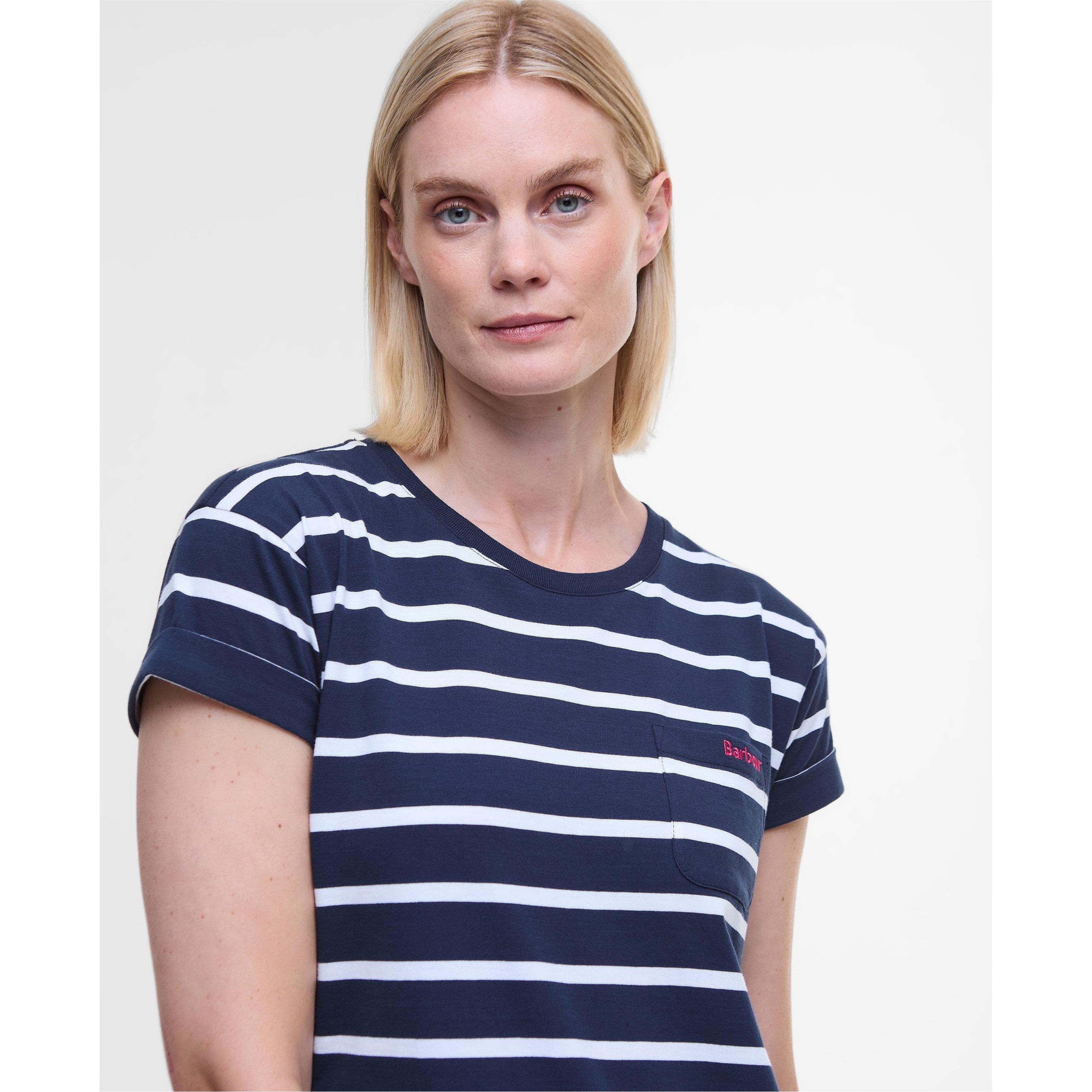 Navy - Barbour - Otterburn Striped Midi Dress - 4