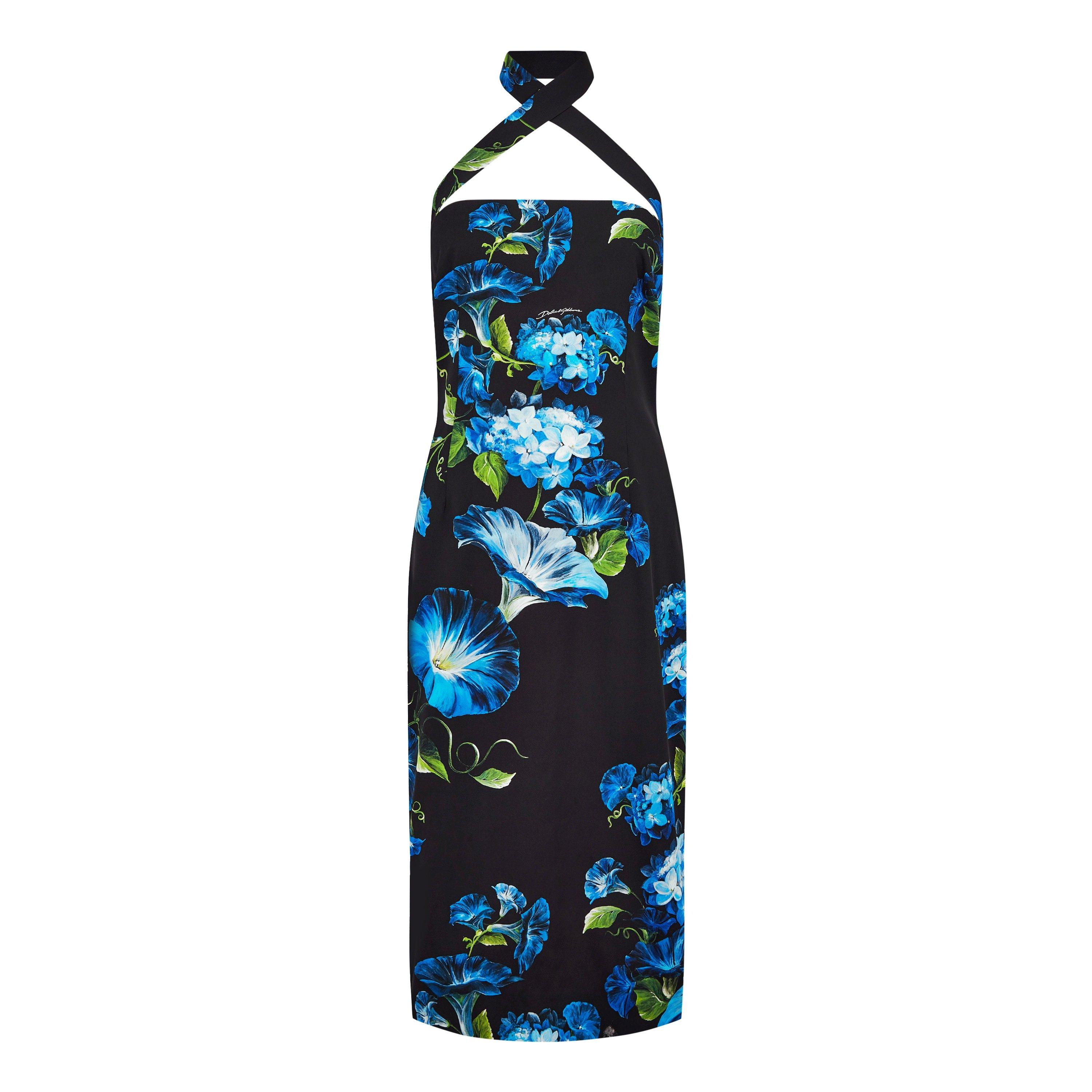 CAMPANULE - Dolce and Gabbana - Floral Print Flared Hem Stretch Silk Midi Dress Ladies - 4