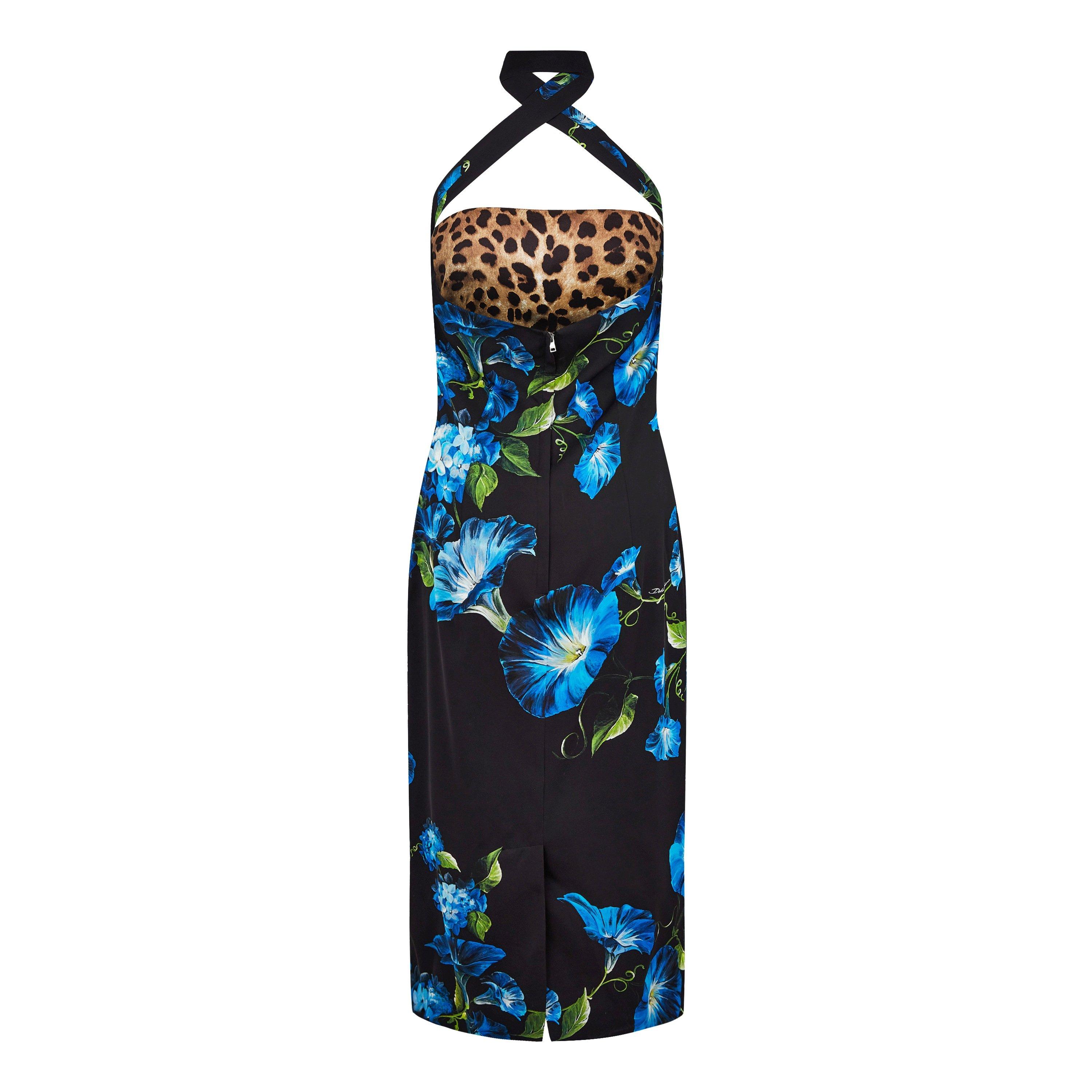 CAMPANULE - Dolce and Gabbana - Floral Print Flared Hem Stretch Silk Midi Dress Ladies - 5