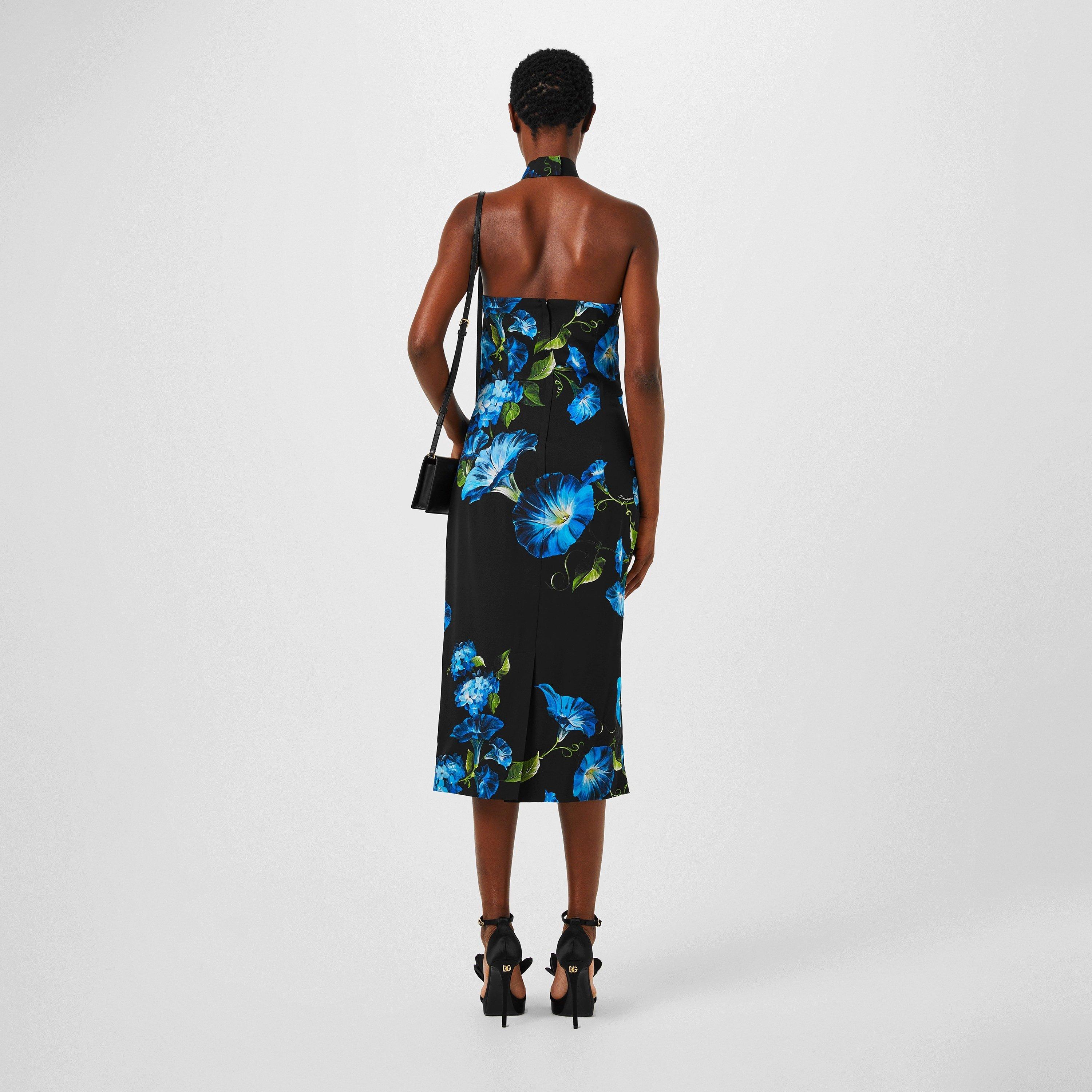 CAMPANULE - Dolce and Gabbana - Floral Print Flared Hem Stretch Silk Midi Dress Ladies - 3