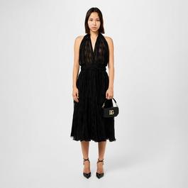 Dolce and Gabbana Jacquard Midi Silk Dress