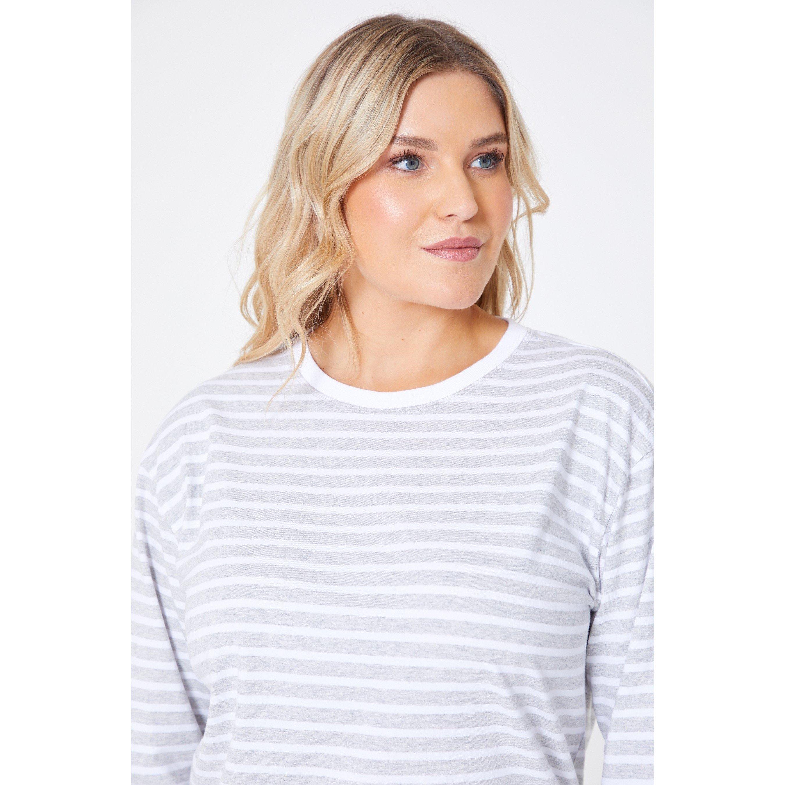 Siva/Bijela - Be You - Ladies Long Sleeve Stripe T-Shirt - 2