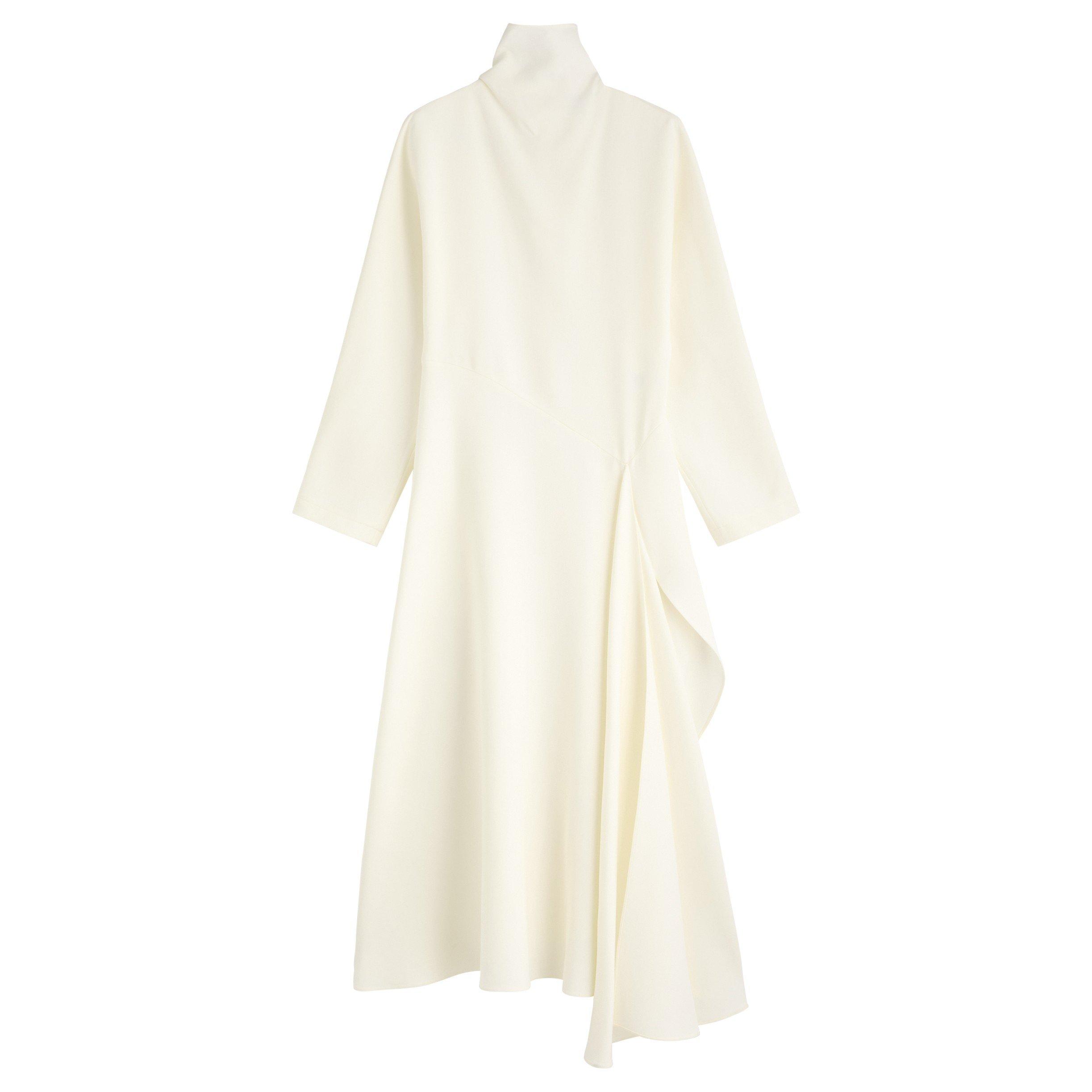 WHITE - Alaia - Women's Long-Sleeve Silk Midi Dress - 1