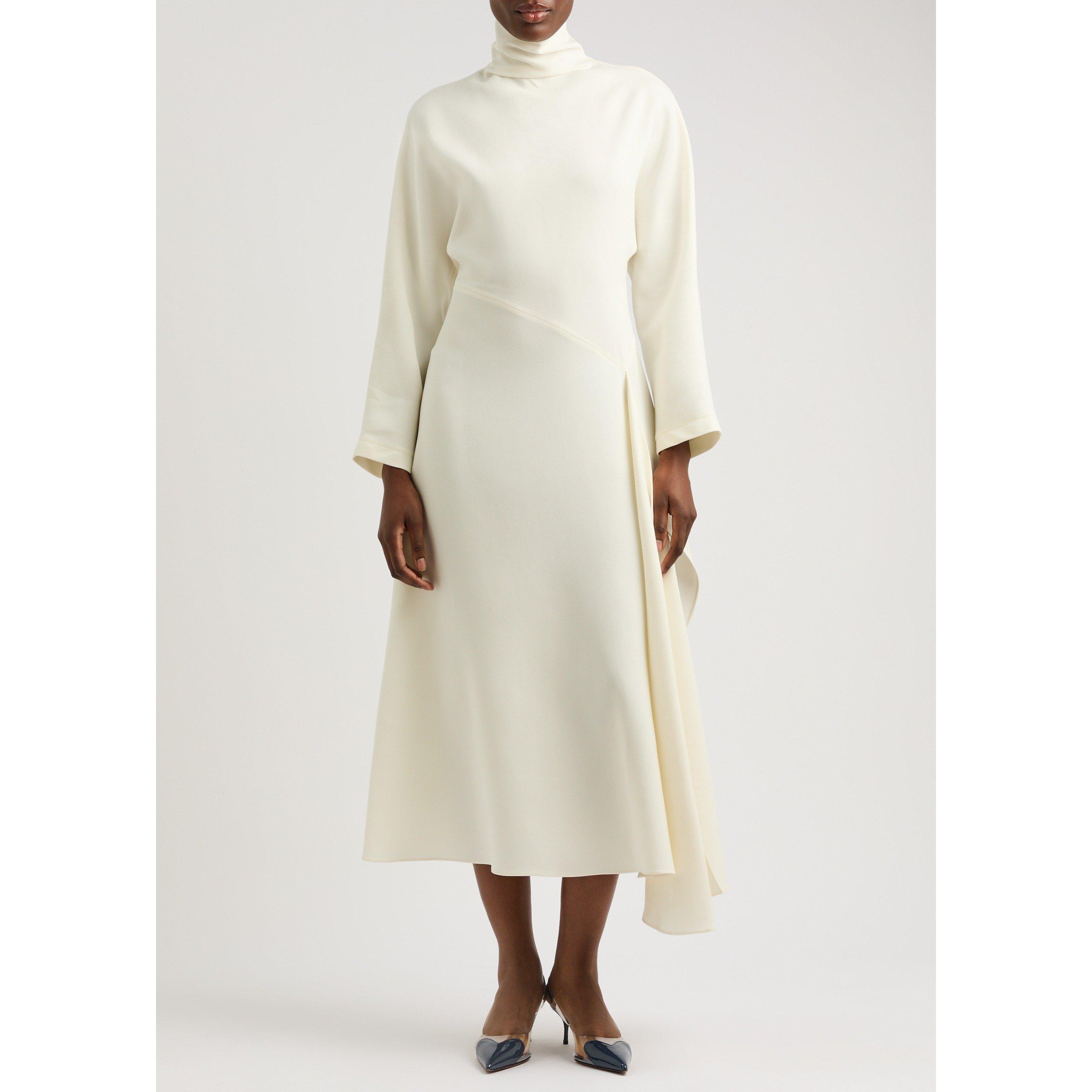 WHITE - Alaia - Women's Long-Sleeve Silk Midi Dress - 2
