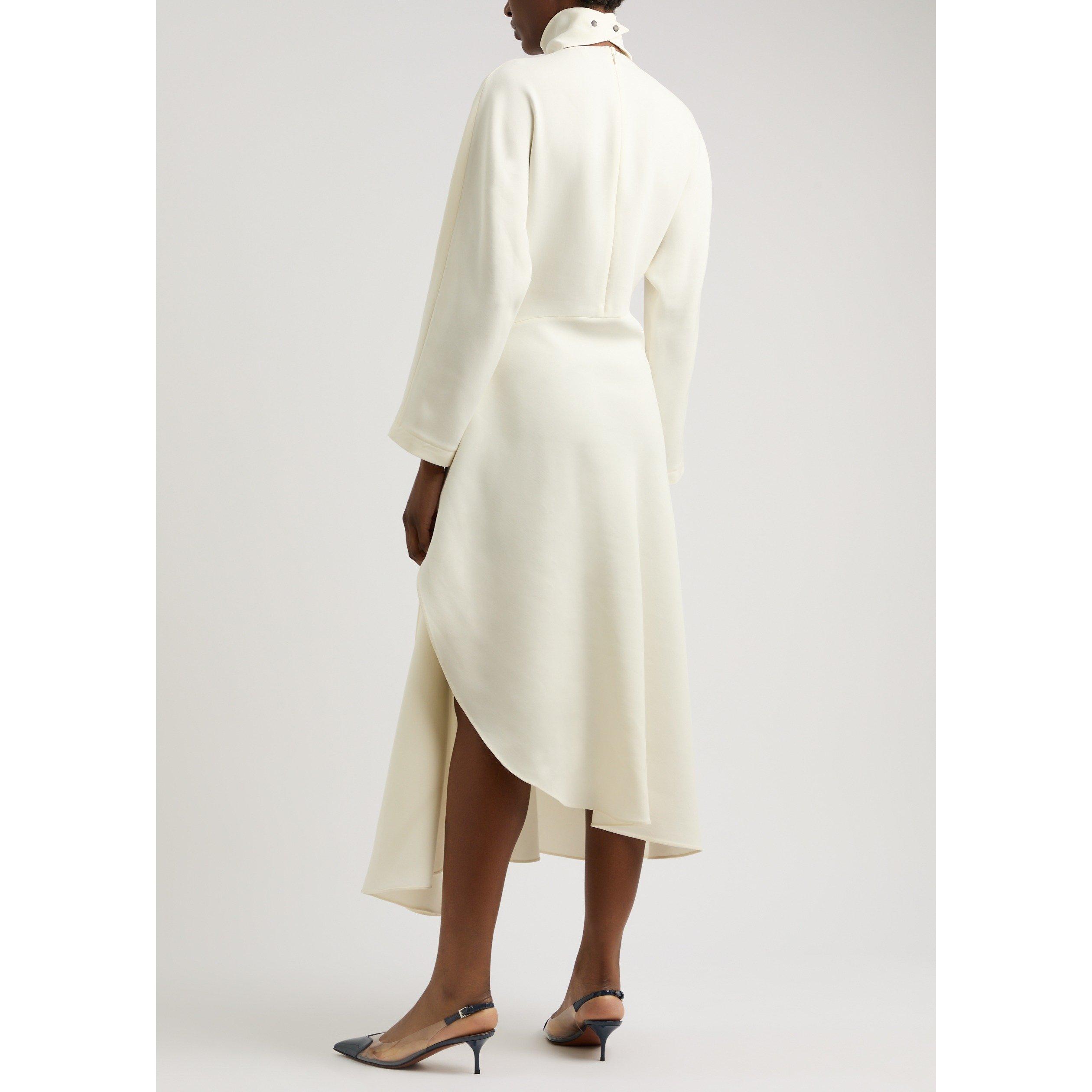 WHITE - Alaia - Women's Long-Sleeve Silk Midi Dress - 3