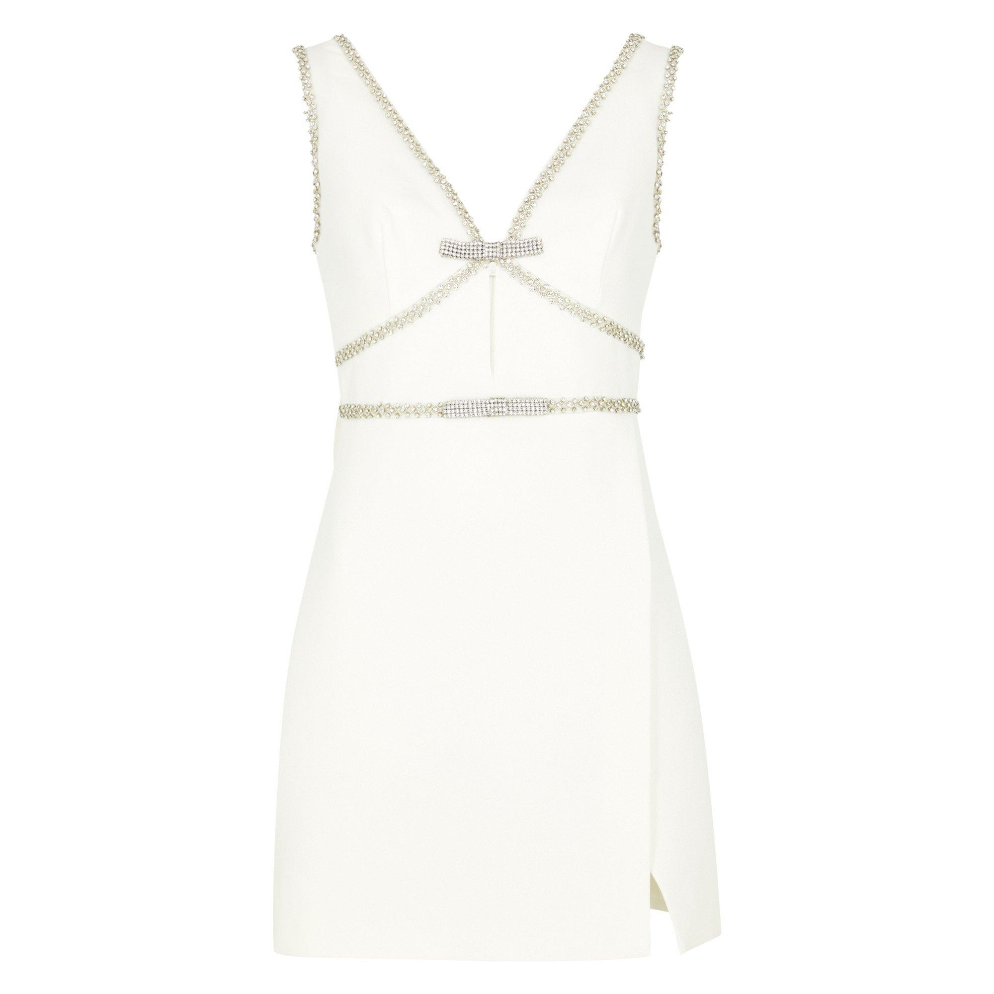 WHITE - Self Portrait - SD BONDED CREPE MINI DRESS