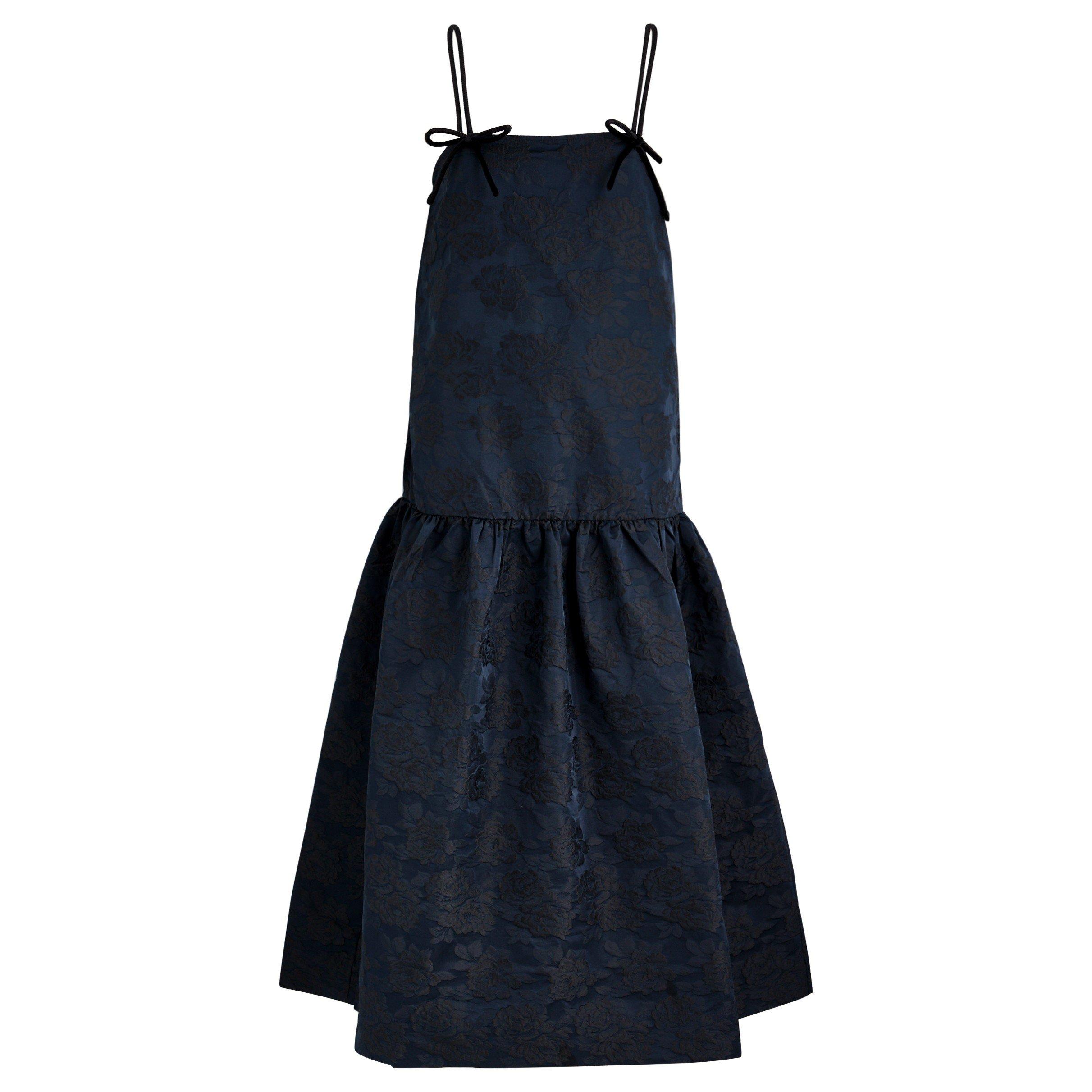 DARK BLUE - Ganni - SD Botanical Jacquard Midi dre