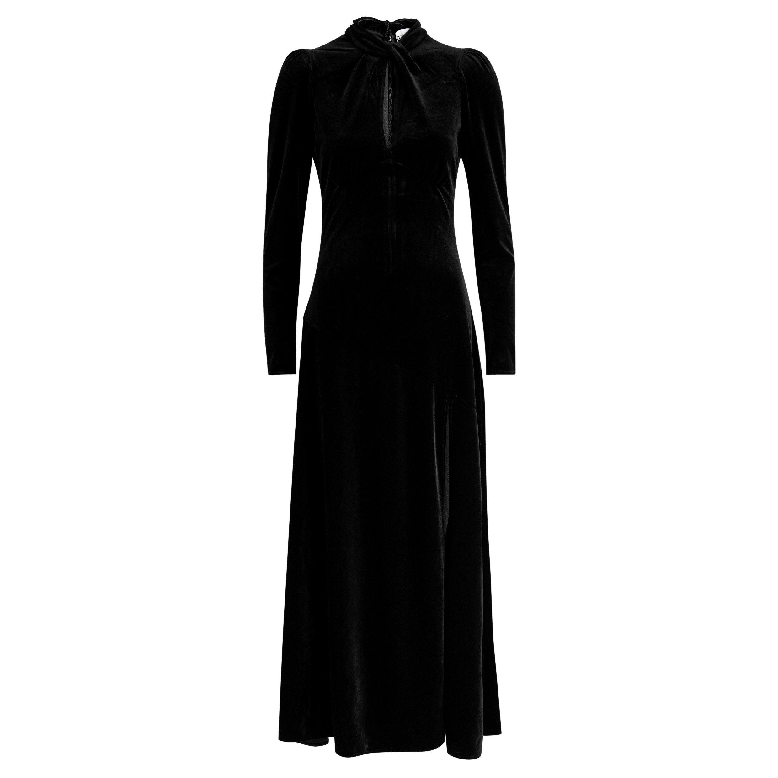 BLACK - Ganni - LD Velvet Jersey Gathered Long