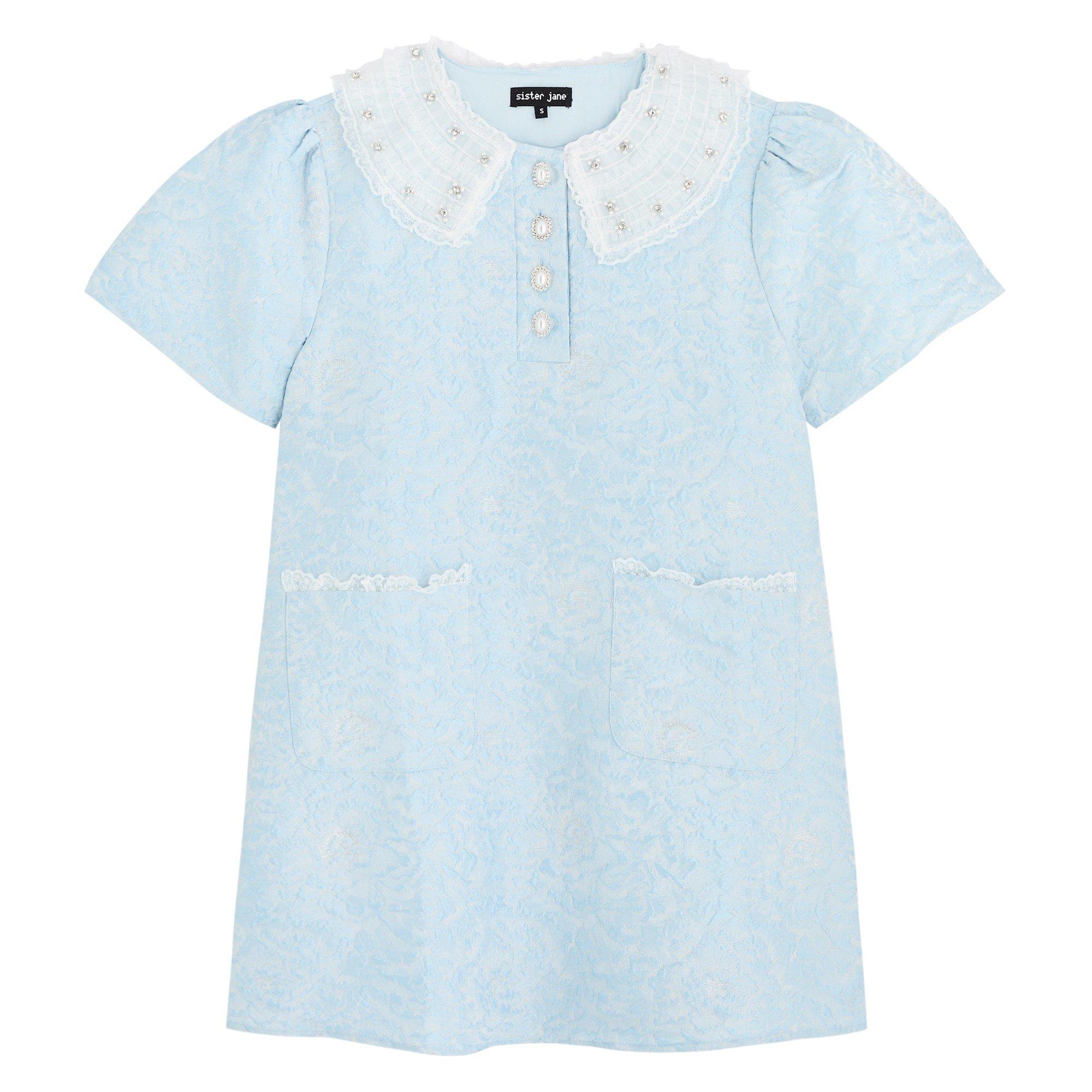 BLUE - Sister Jane - SD Squirrel Jacquard Mini Dres