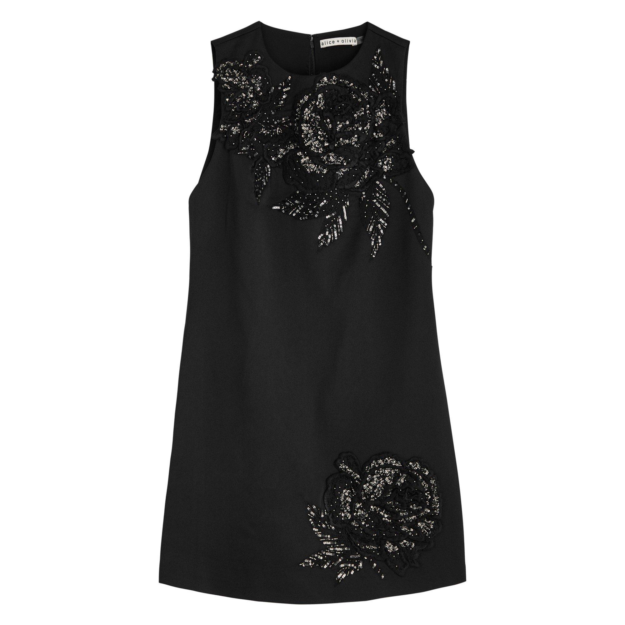BLACK - Alice And Olivia - SD CLYDE EMBLSH ALINE MINI DRS