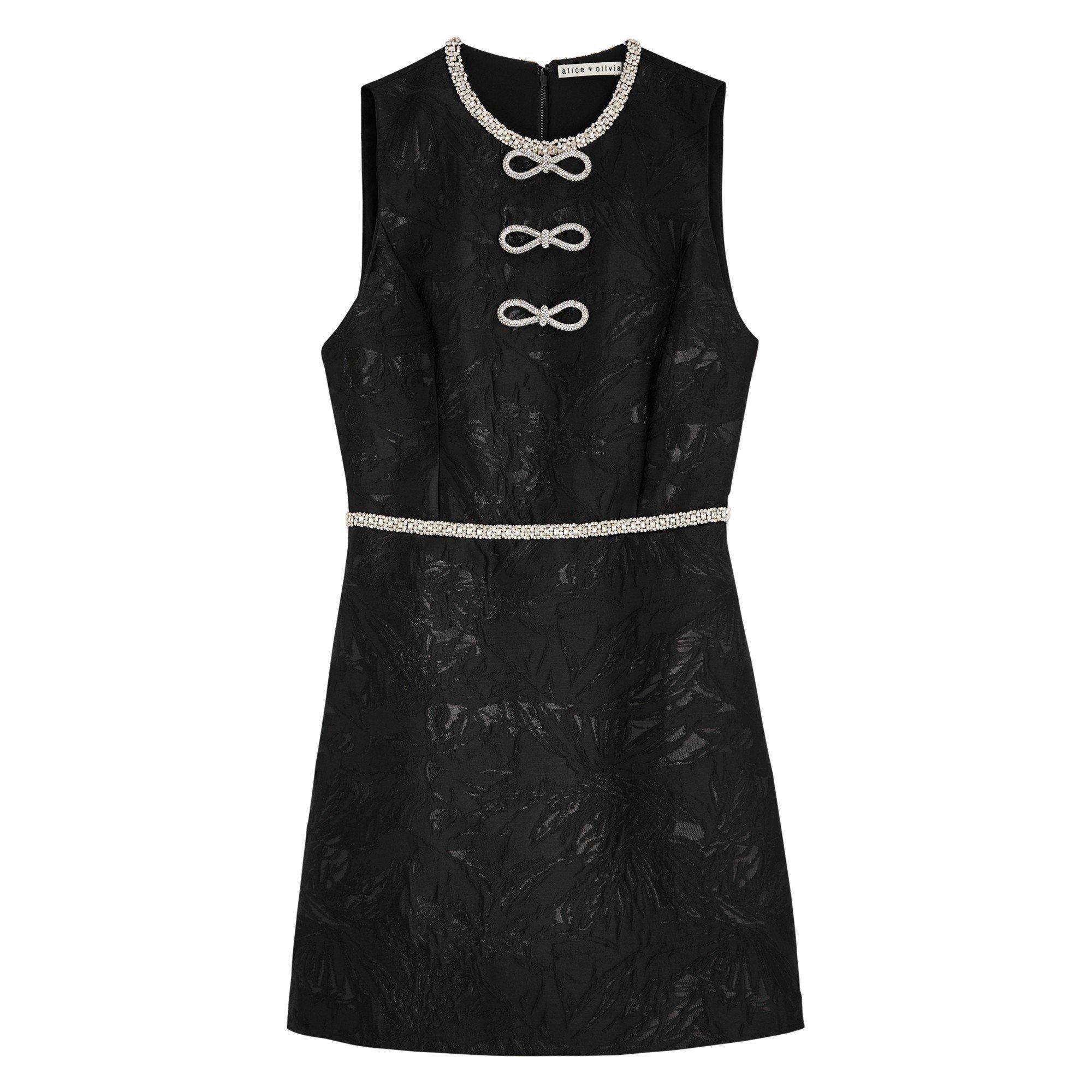 BLACK - Alice And Olivia - SD ELLIS EMBL BOW S MINI DRESS
