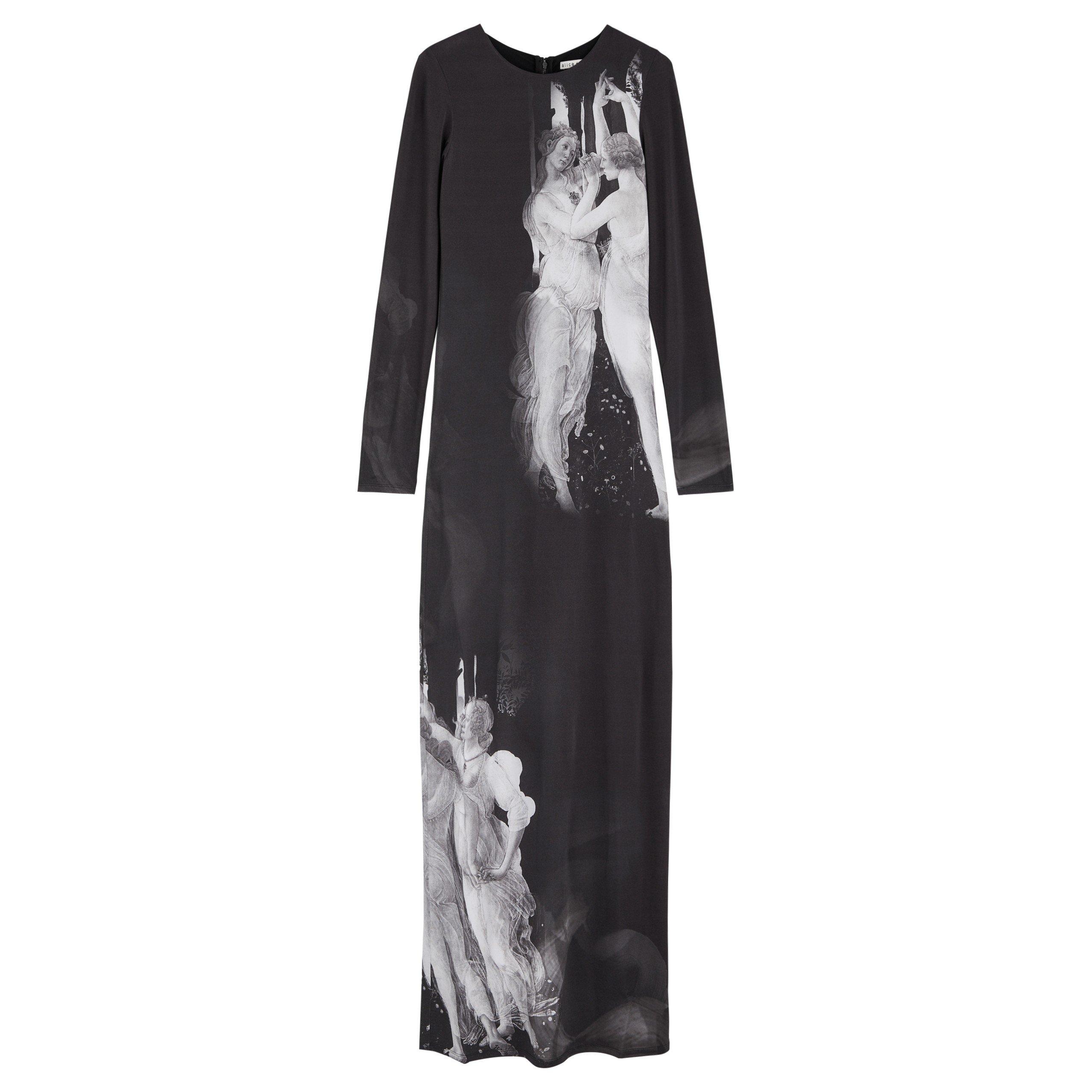BLACK AND OTHER - Alice And Olivia - LD DELORA LS PRINT MAXI DRESS