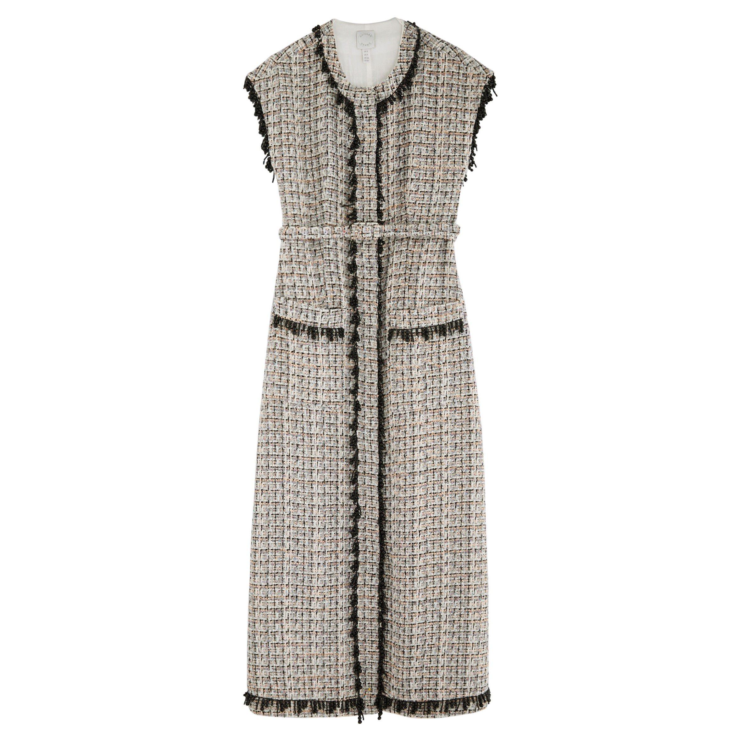 BLACK AND OTHER - Huishan Zhang - SD SS WHITNEY TWEED MIDI DRS