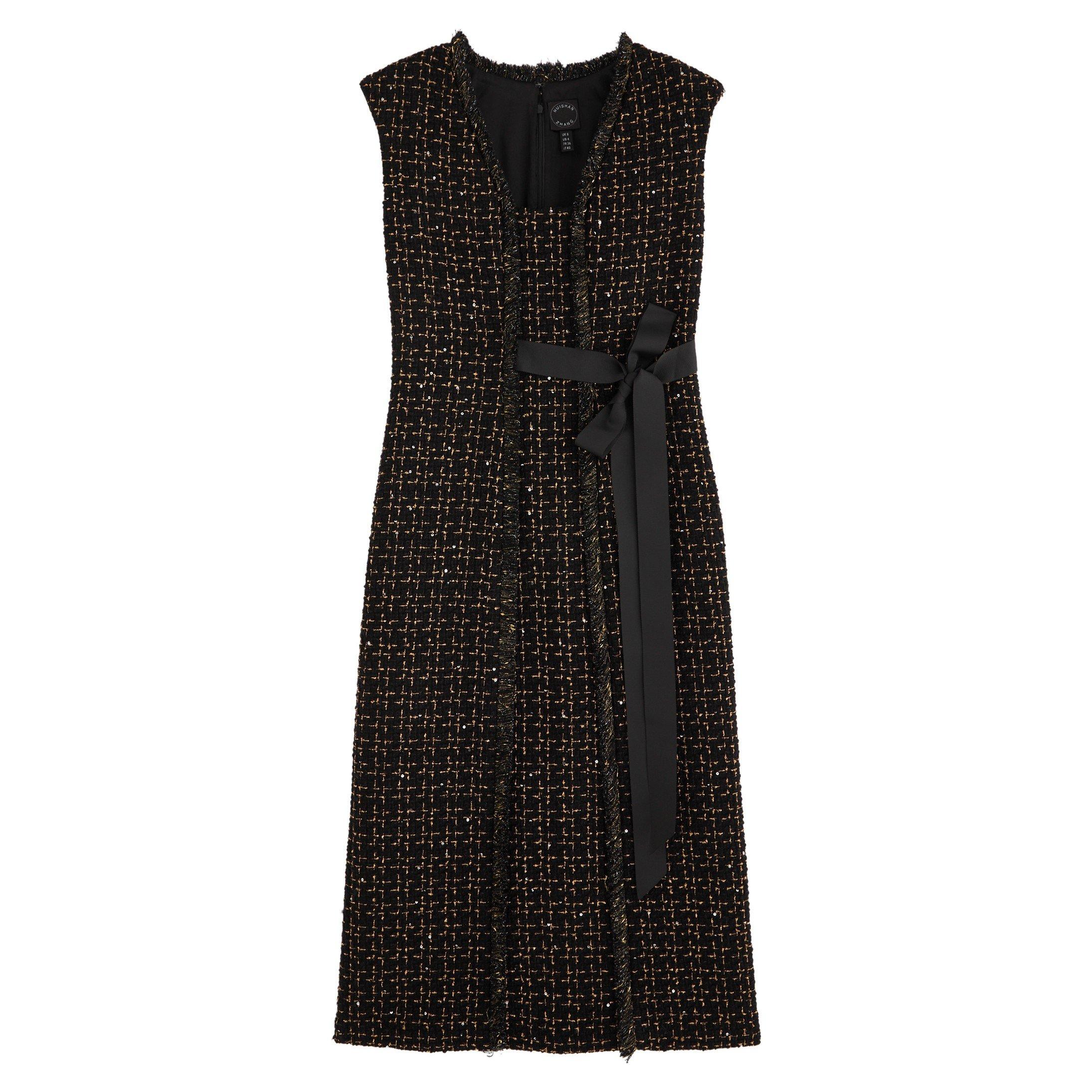 BLACK - Huishan Zhang - SD SL SHADE TWEED MIDI DRS