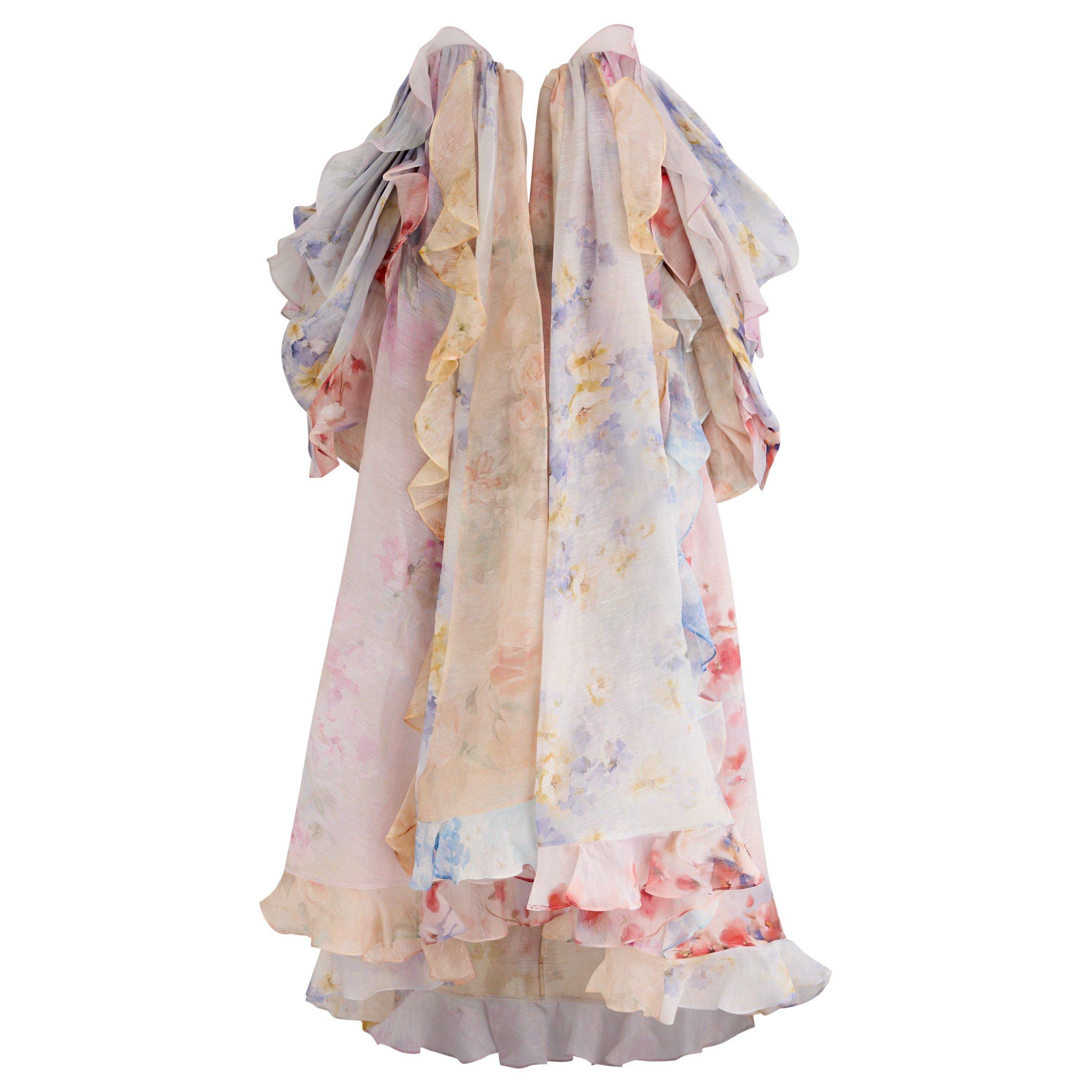MULTI FLORAL - Zimmermann - CRUSH STRAPLESS RUFFLE DRESS