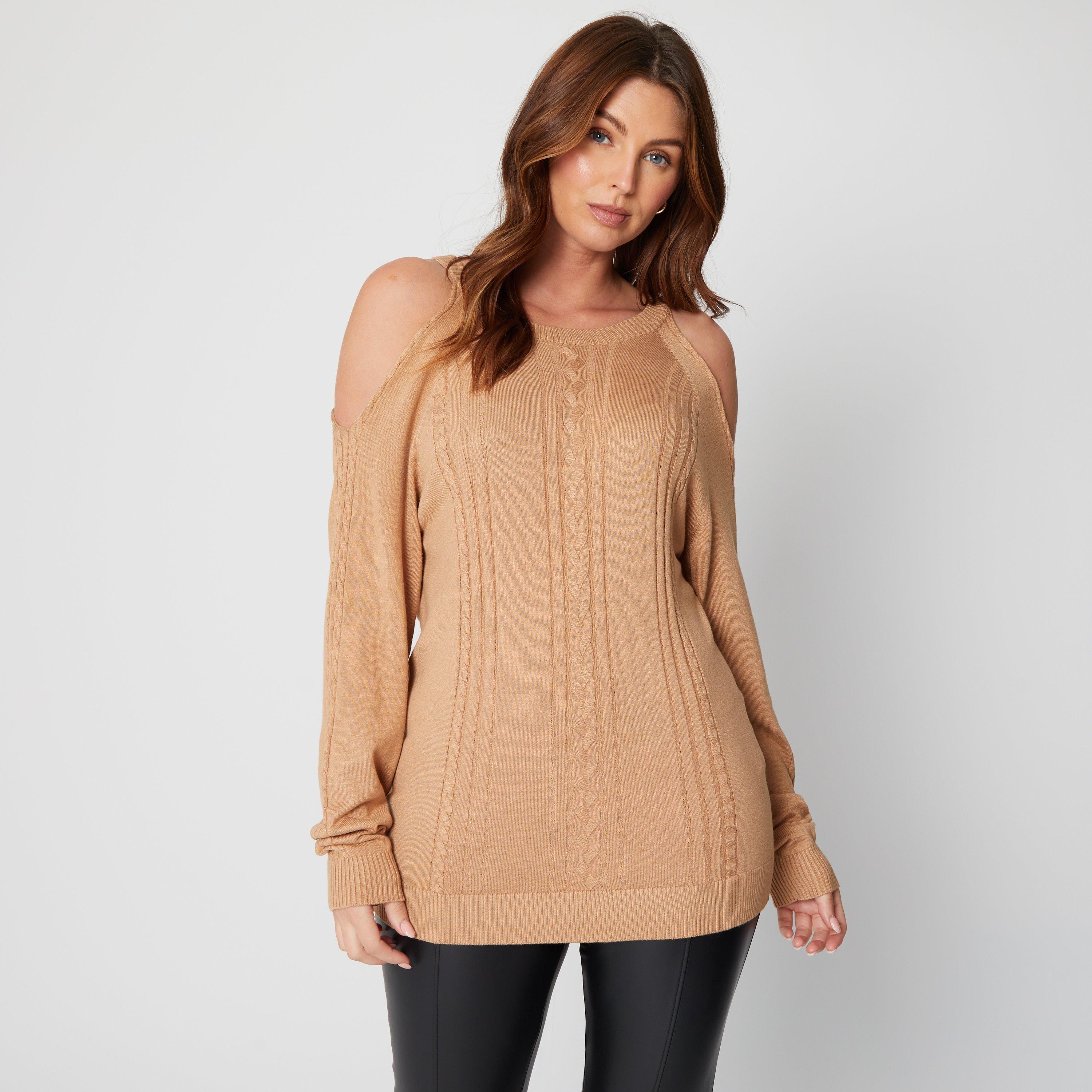 Camel - Be You - Cold Shoulder Fine Knit Jumper - 5