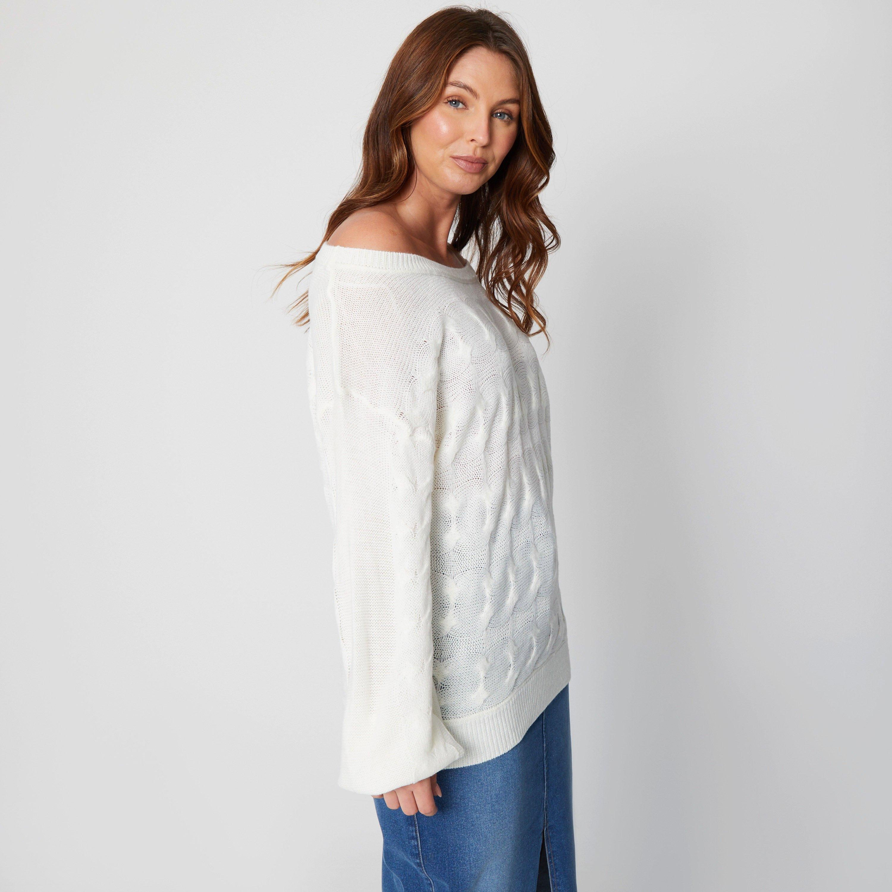 Kremasto - Be You - Bardot Cream Cable Knit Jumper - 2