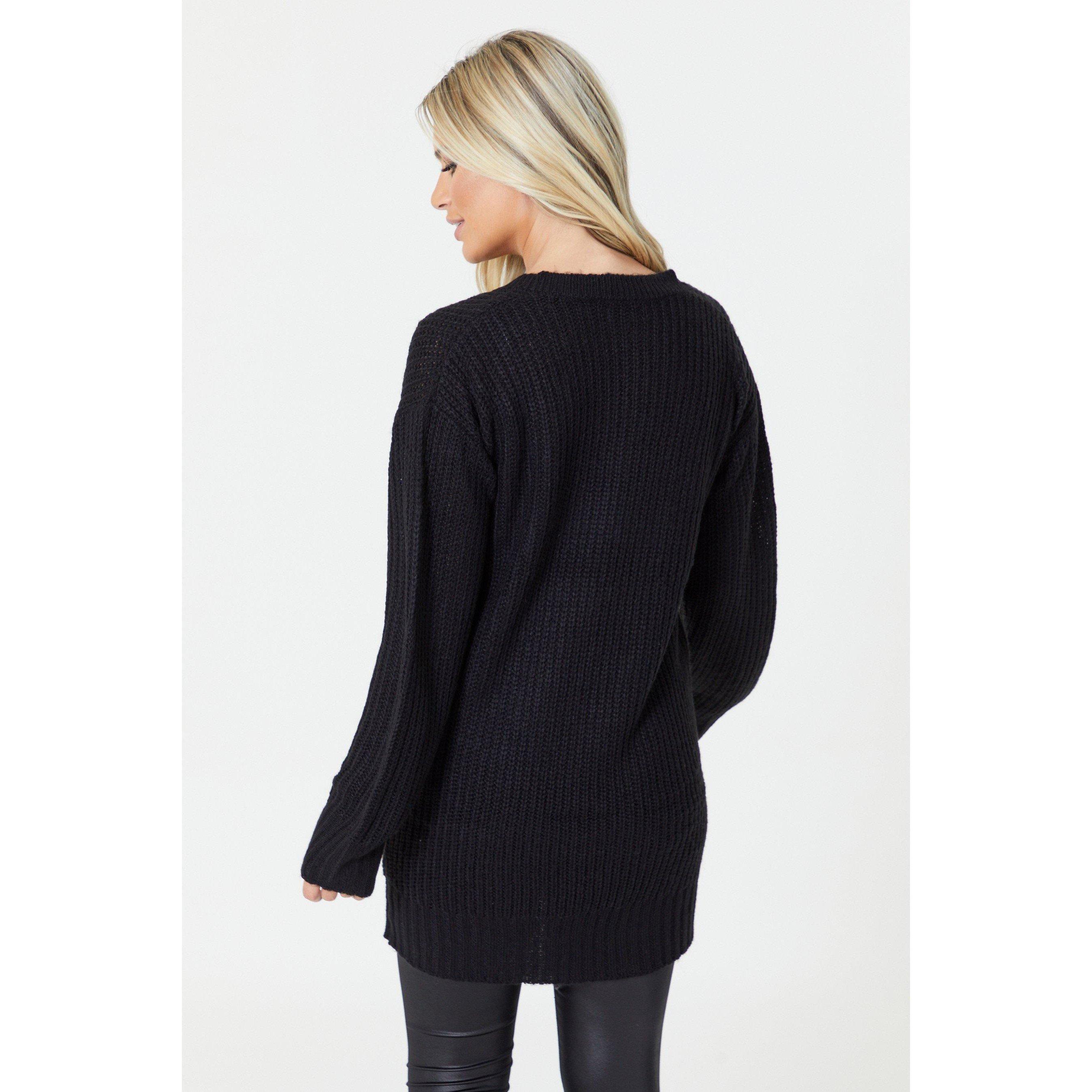 Schwarz - Be You - V-Neck Jumper Womens - 4