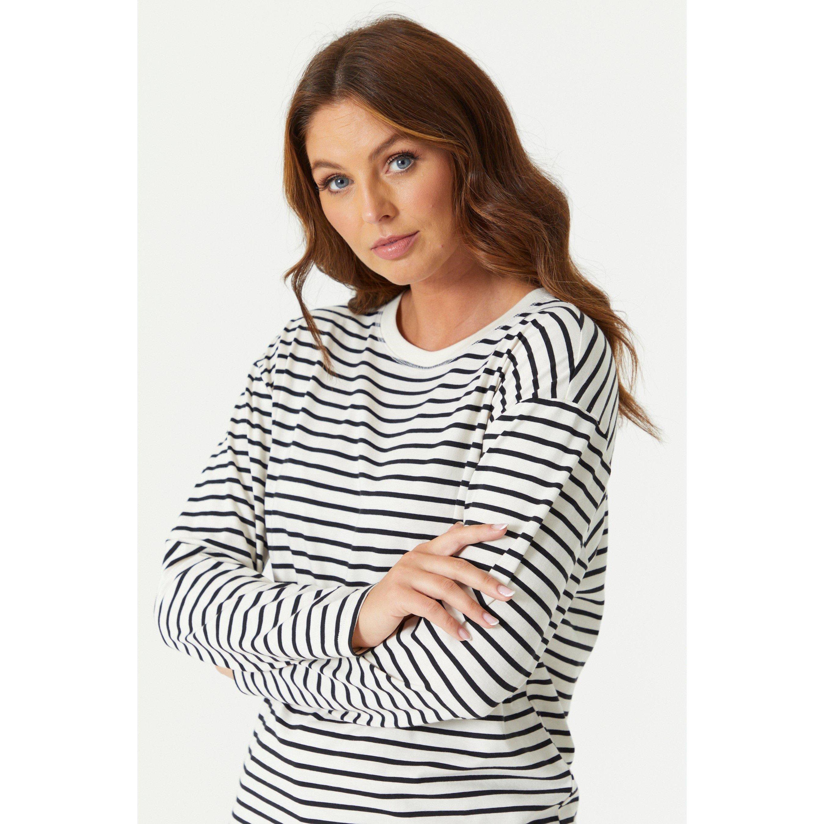 Crème/Zwart - Be You - Long Sleeve Stripe T-Shirt - 2