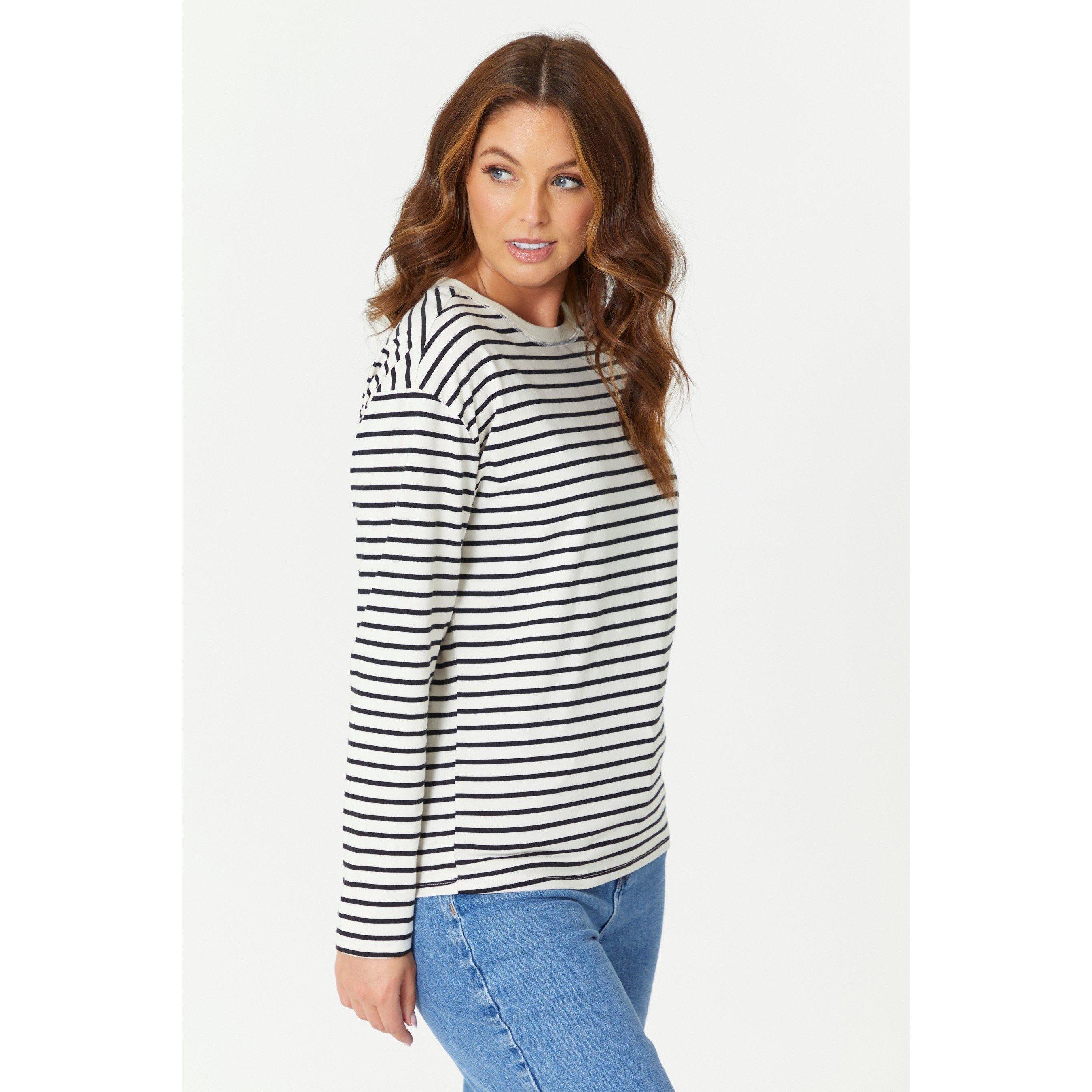 Crème/Zwart - Be You - Long Sleeve Stripe T-Shirt - 3