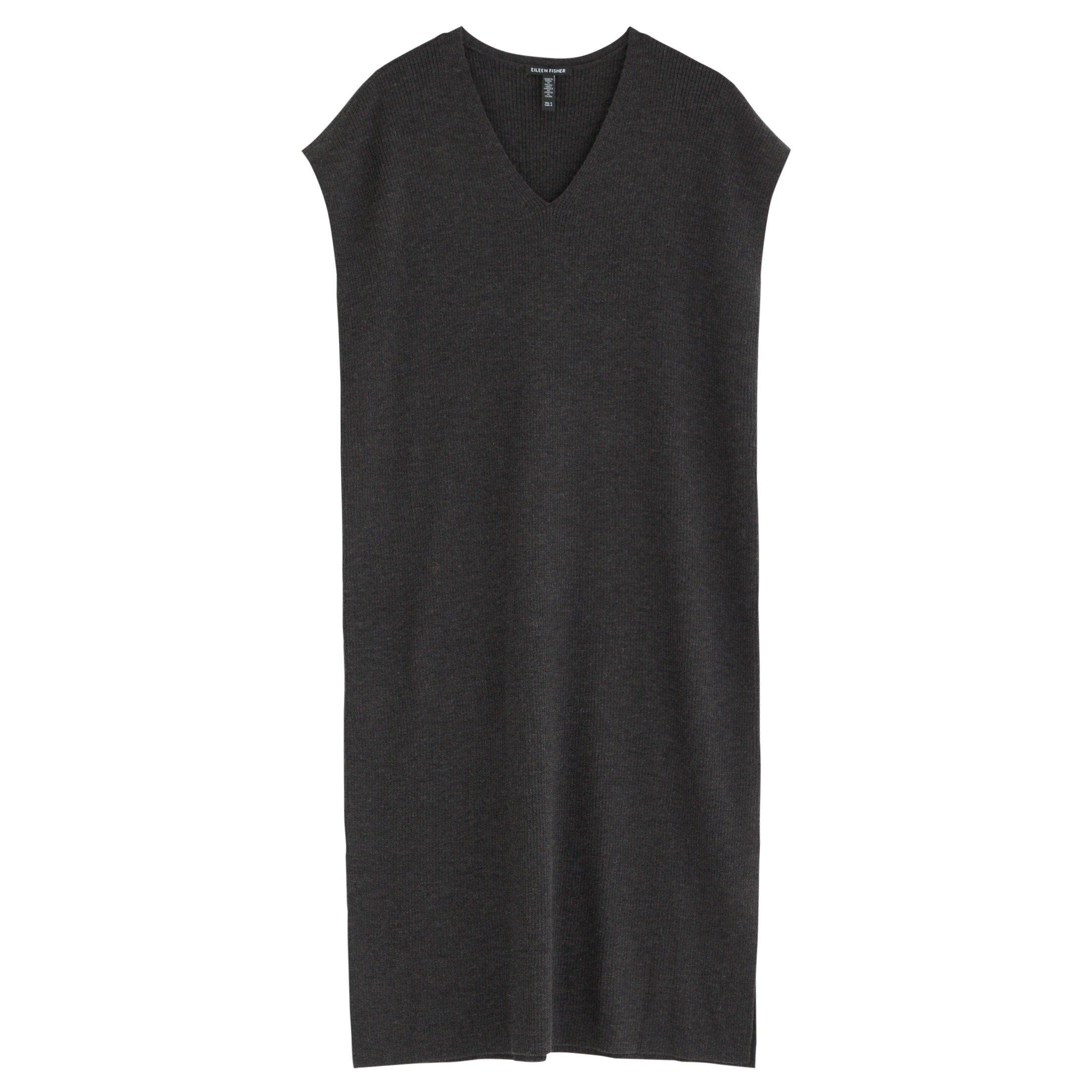 CHARCOAL - Eileen Fisher - SD V NECK SS MIDI DRESS