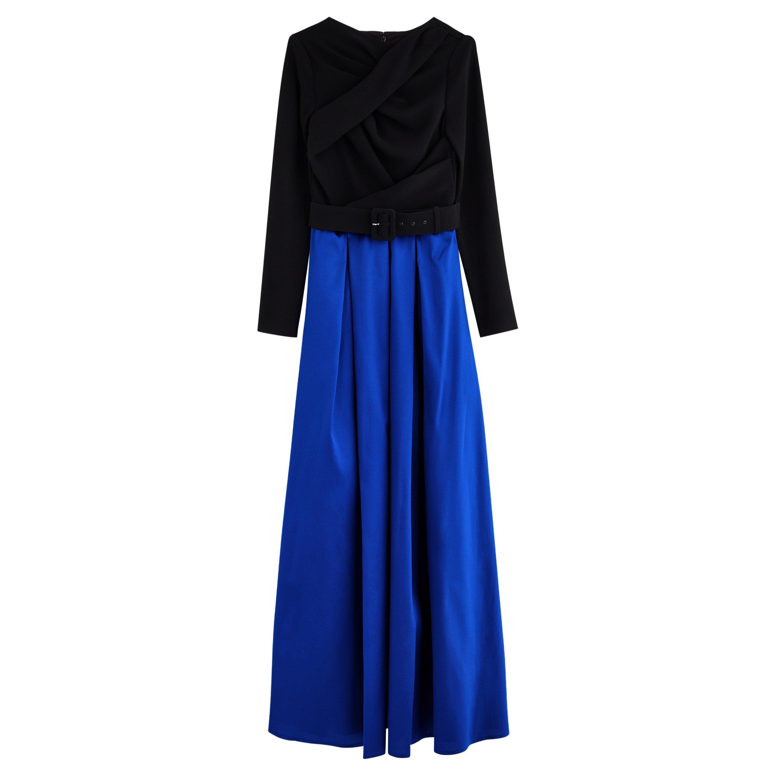 BLUE AND OTHER - Talbot Runhof - LD LS BI COL A GOWN BELT