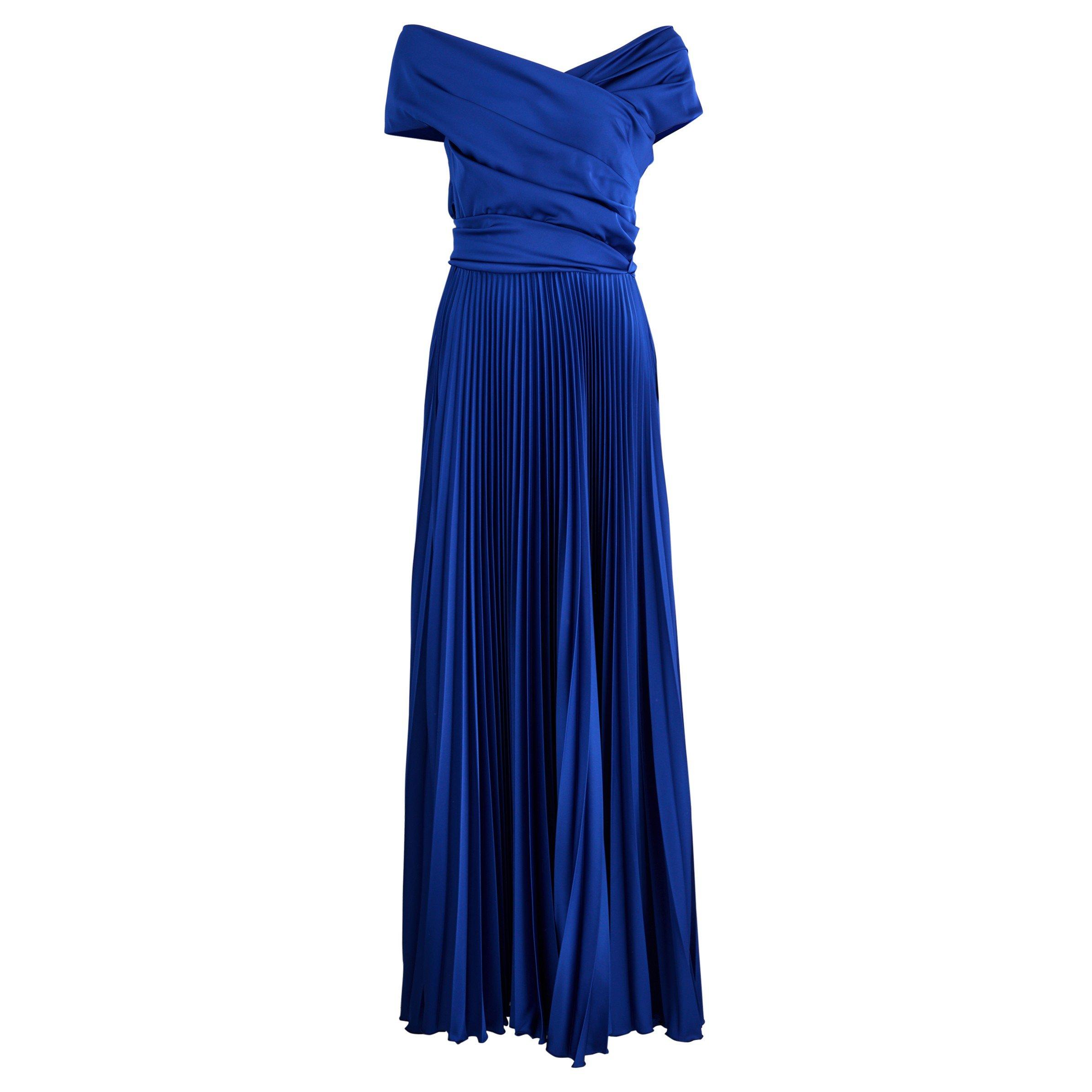BLUE - Talbot Runhof - LD SS OFF SHOULDER PLEAT GOWN