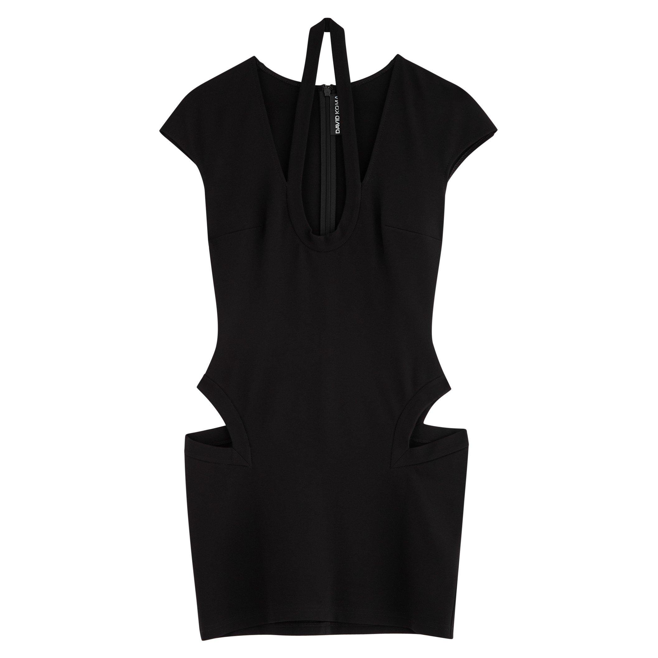 BLACK - David Koma - U SHAPE NECK CUTOUT MINI DRESS