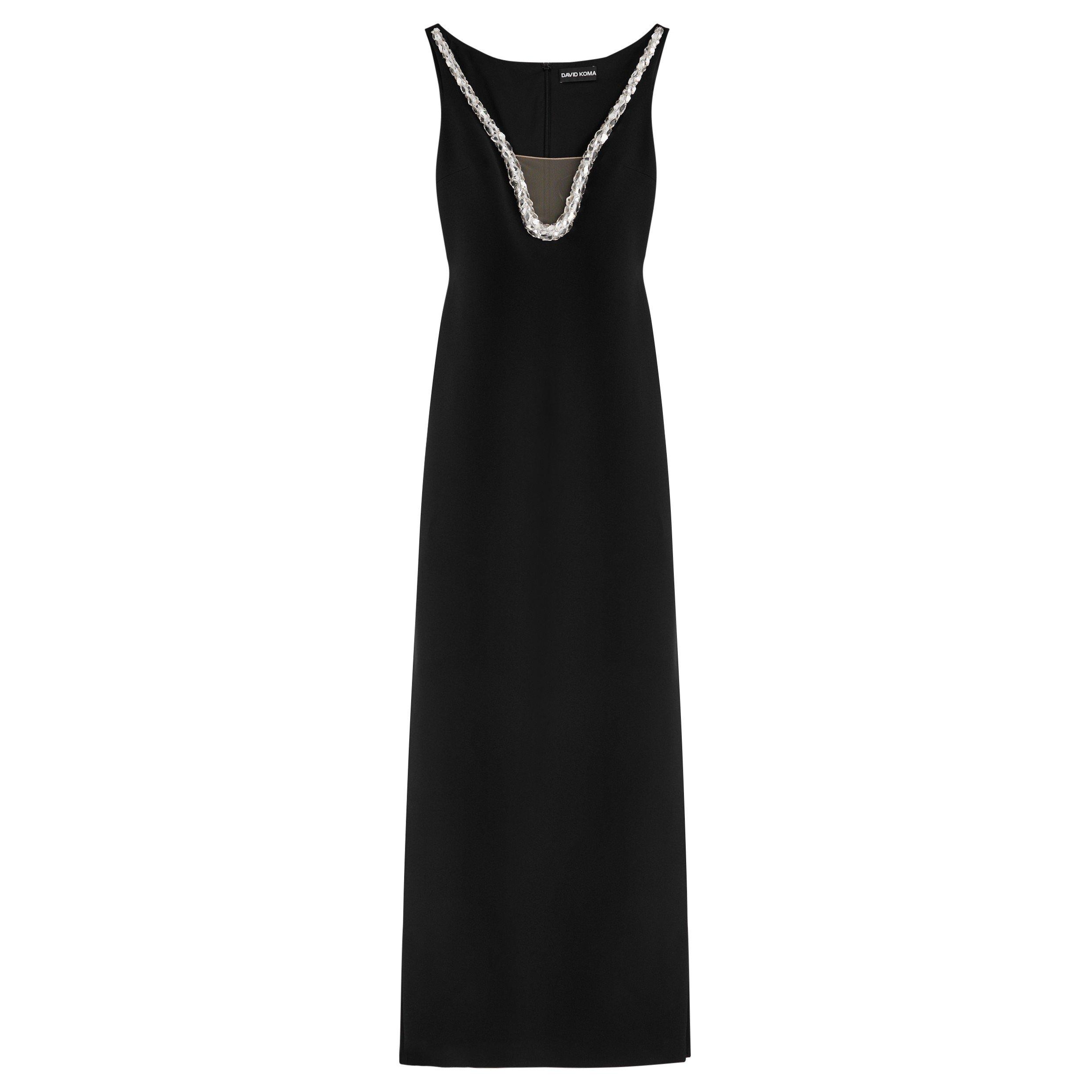 BLACK AND SILVE - David Koma - CRYSTAL NECKLINE EMBR GOWN - 1