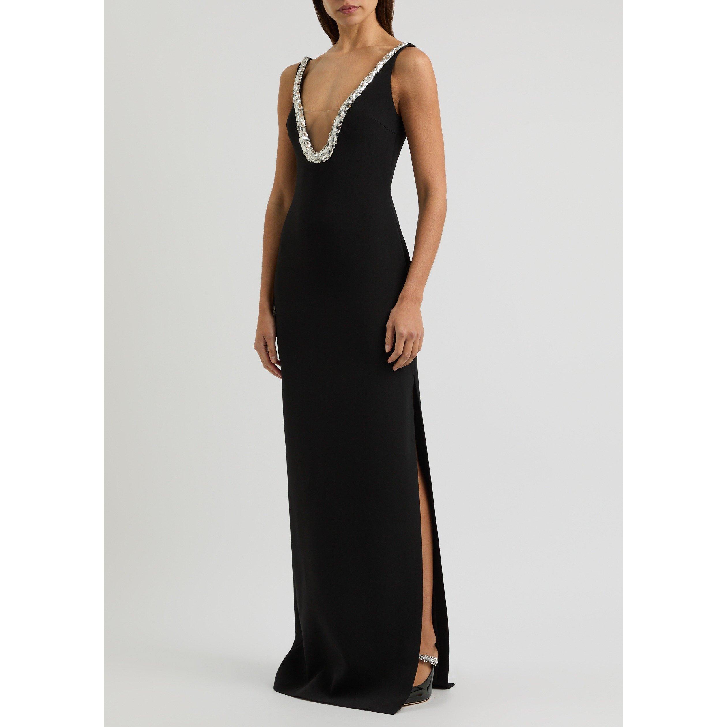 BLACK AND SILVE - David Koma - CRYSTAL NECKLINE EMBR GOWN - 2