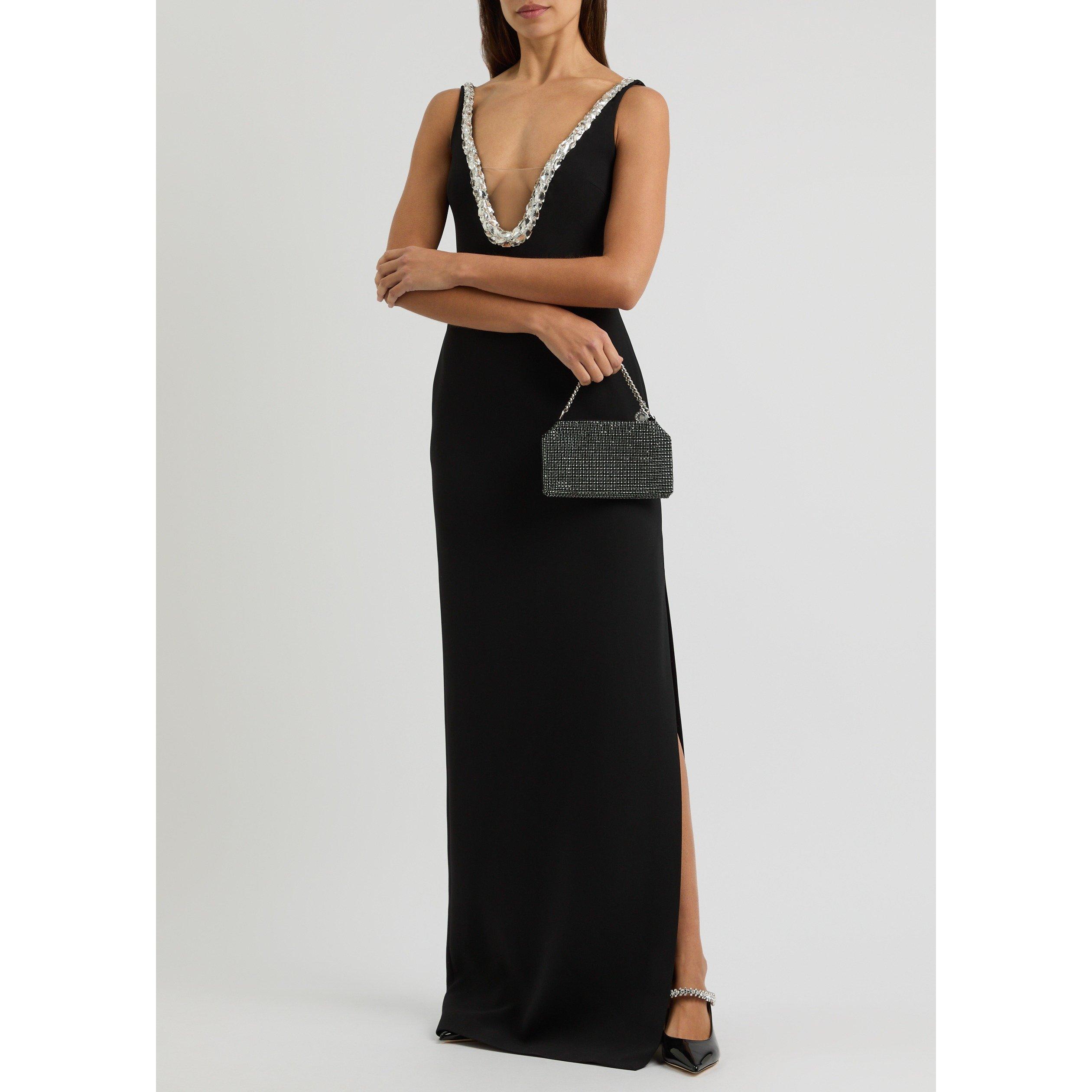 BLACK AND SILVE - David Koma - CRYSTAL NECKLINE EMBR GOWN - 5