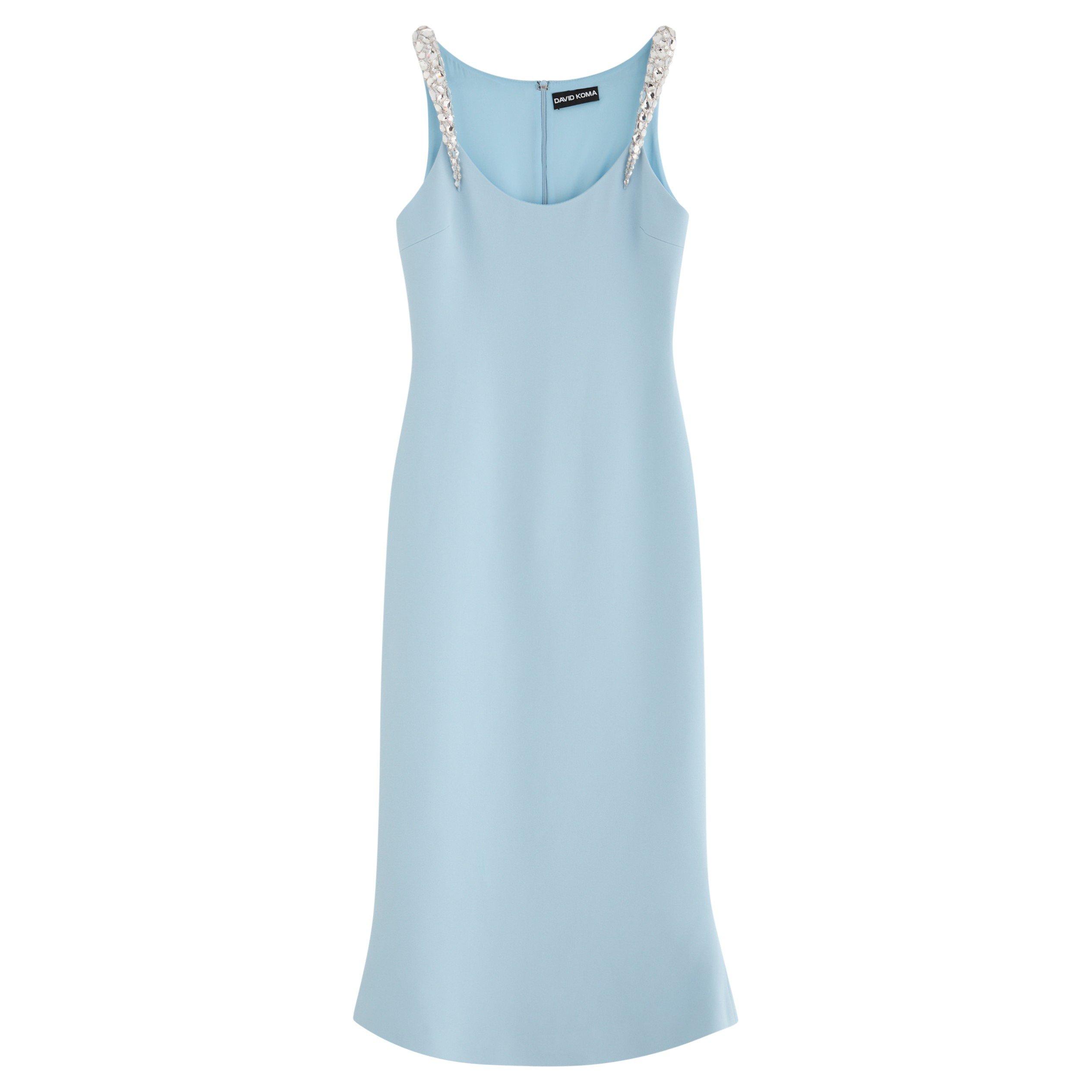BLUE AND OTHER - David Koma - CRYSTAL CLAW EMBR MIDI DRESS