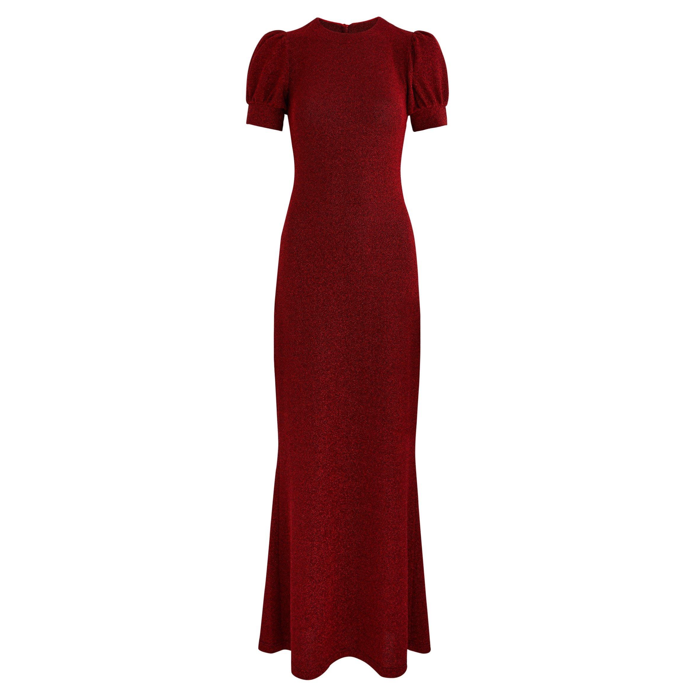 RED - Luxe de Valentina - LD SS PUFF LAME COMO MAXI DRS