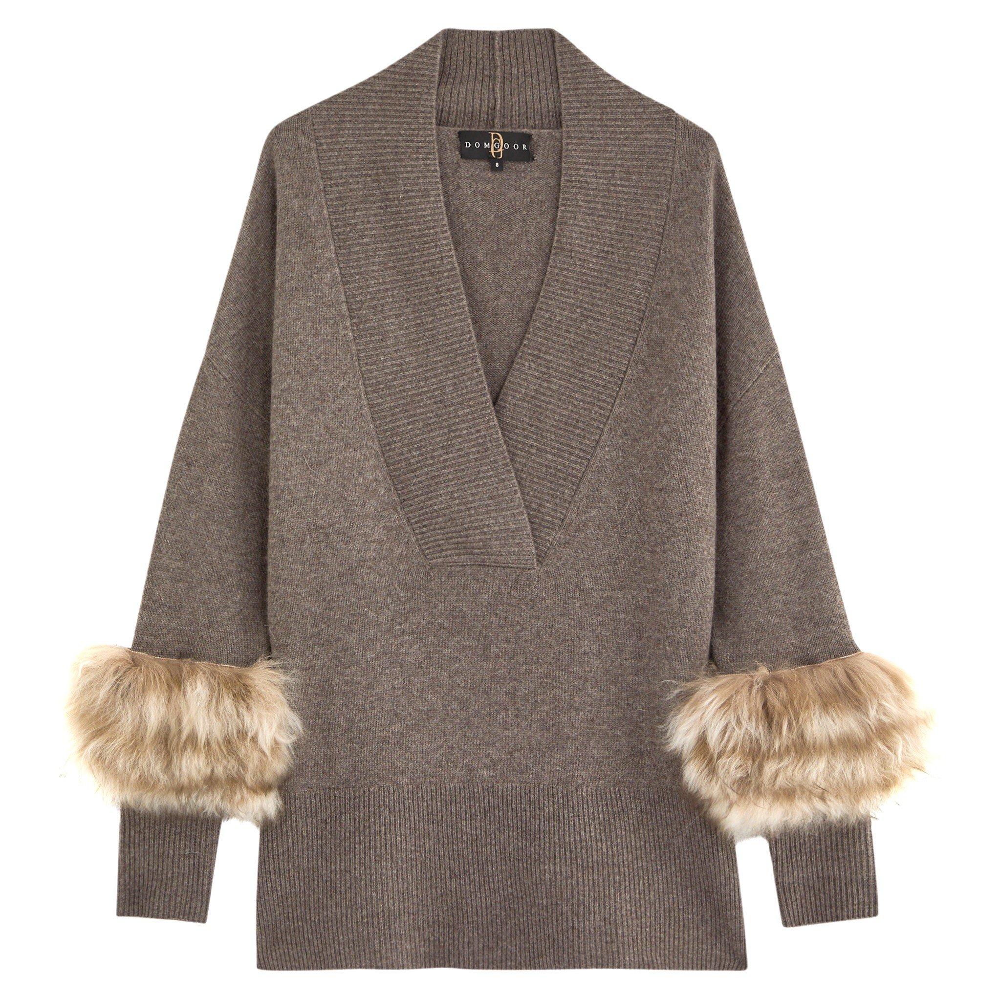 Dom Goor K LS SHEARLING CUFF V TUNIC