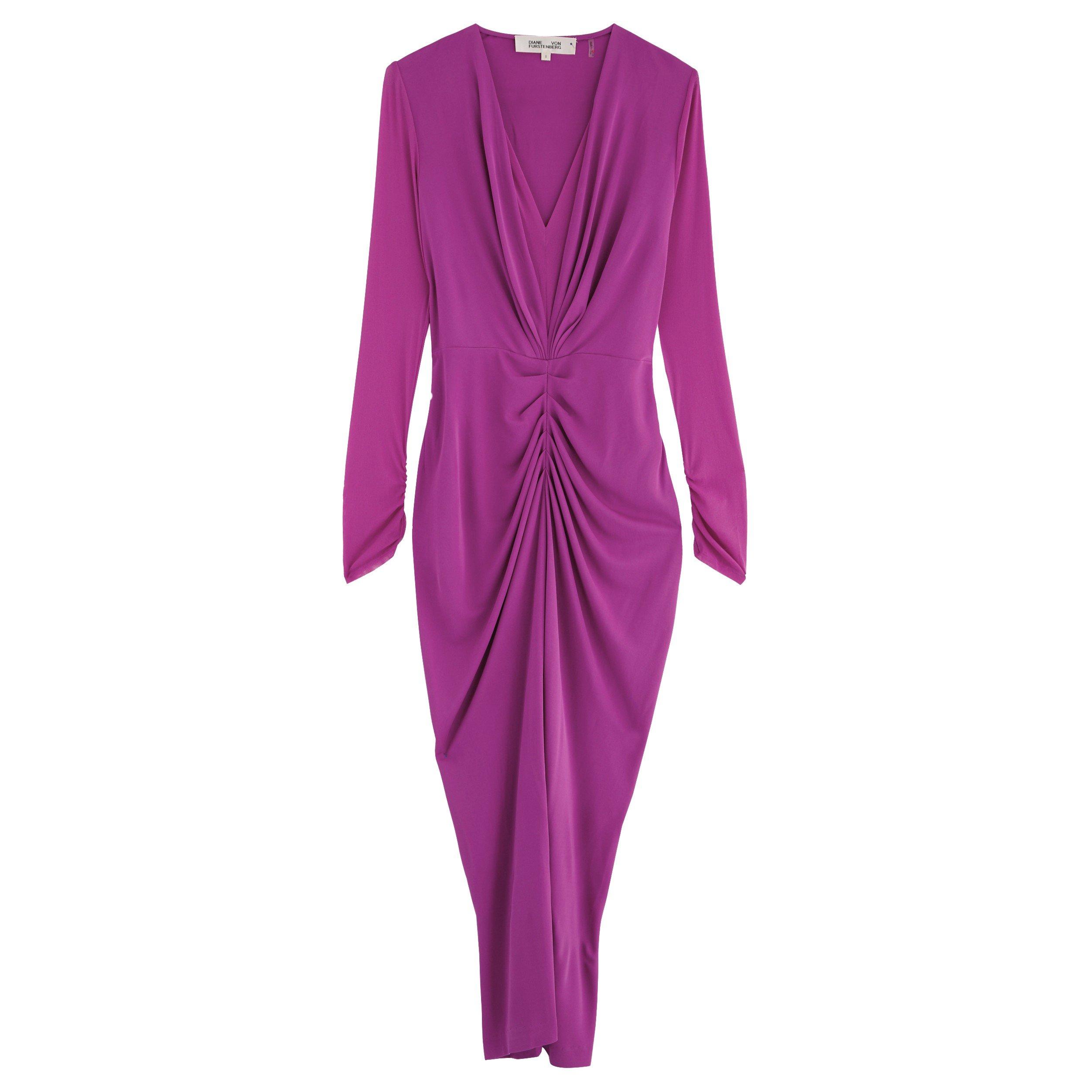 BRIGHT PURPLE - Diane Von Furstenberg - Women's Hades Ruched Bodycon Dress