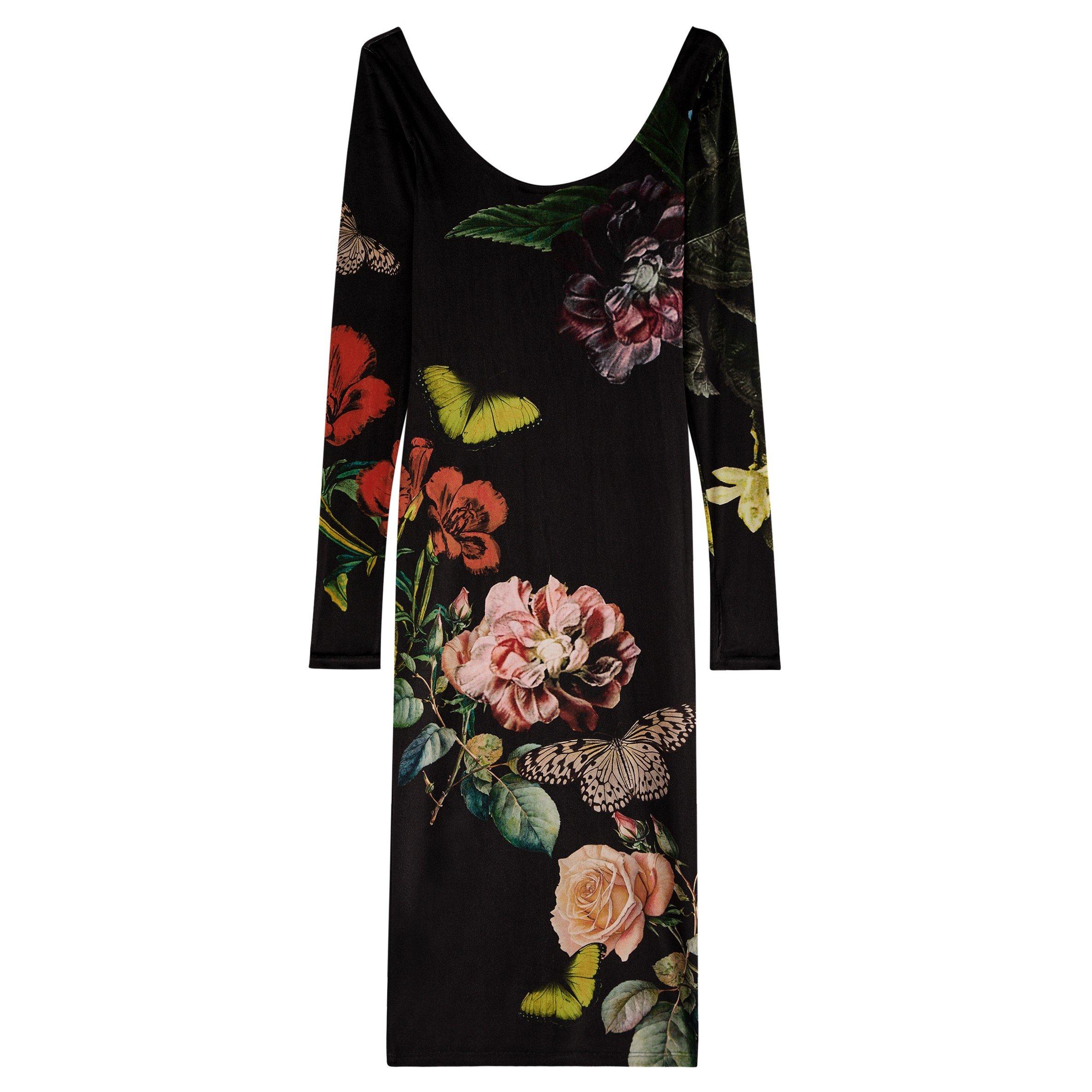 MULTICOLOURED 1 - Alice And Olivia - SD LS DELORA FLORAL VELVET DRE