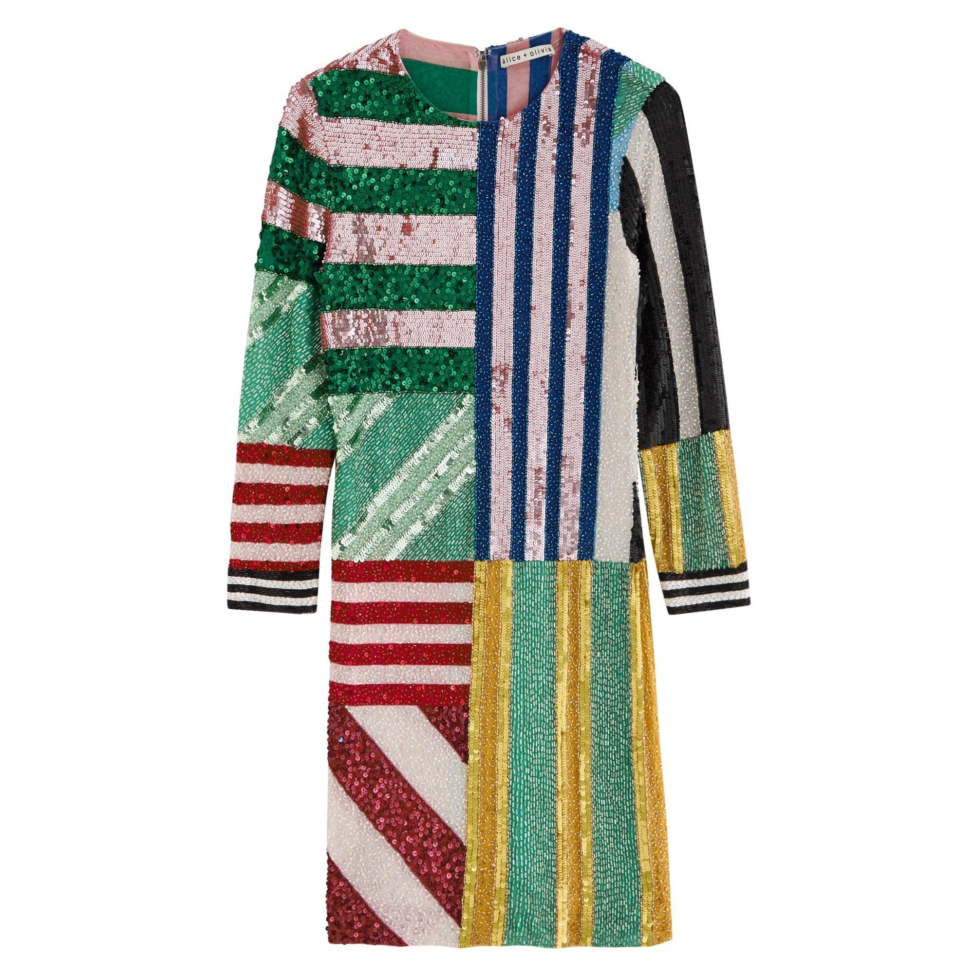 MULTICOLOURED 1 - Alice And Olivia - SD LS DELORA SEQUIN STRIPE MIN