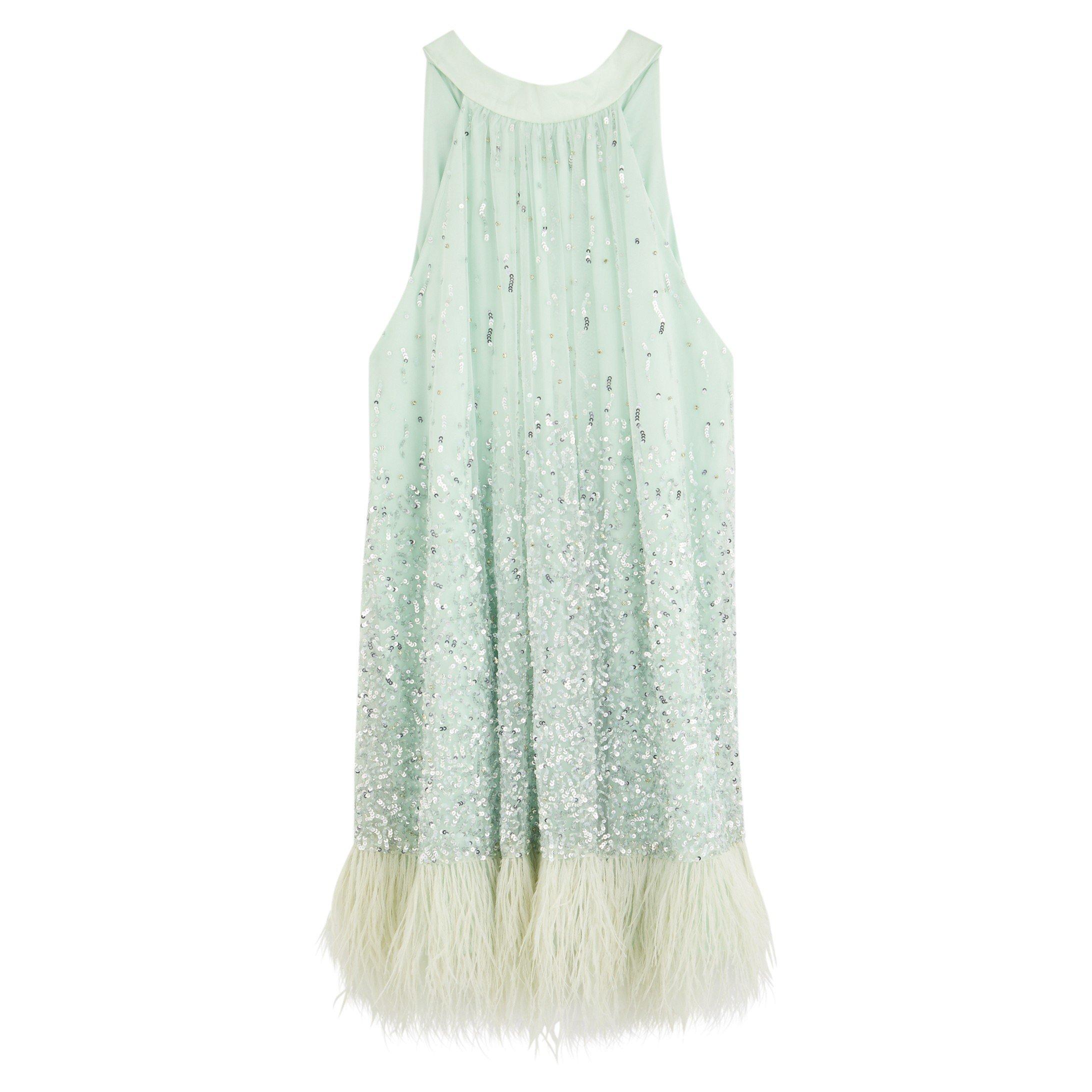 MINT - Alice And Olivia - SD ERNA HALTER FEATHER MINI DR