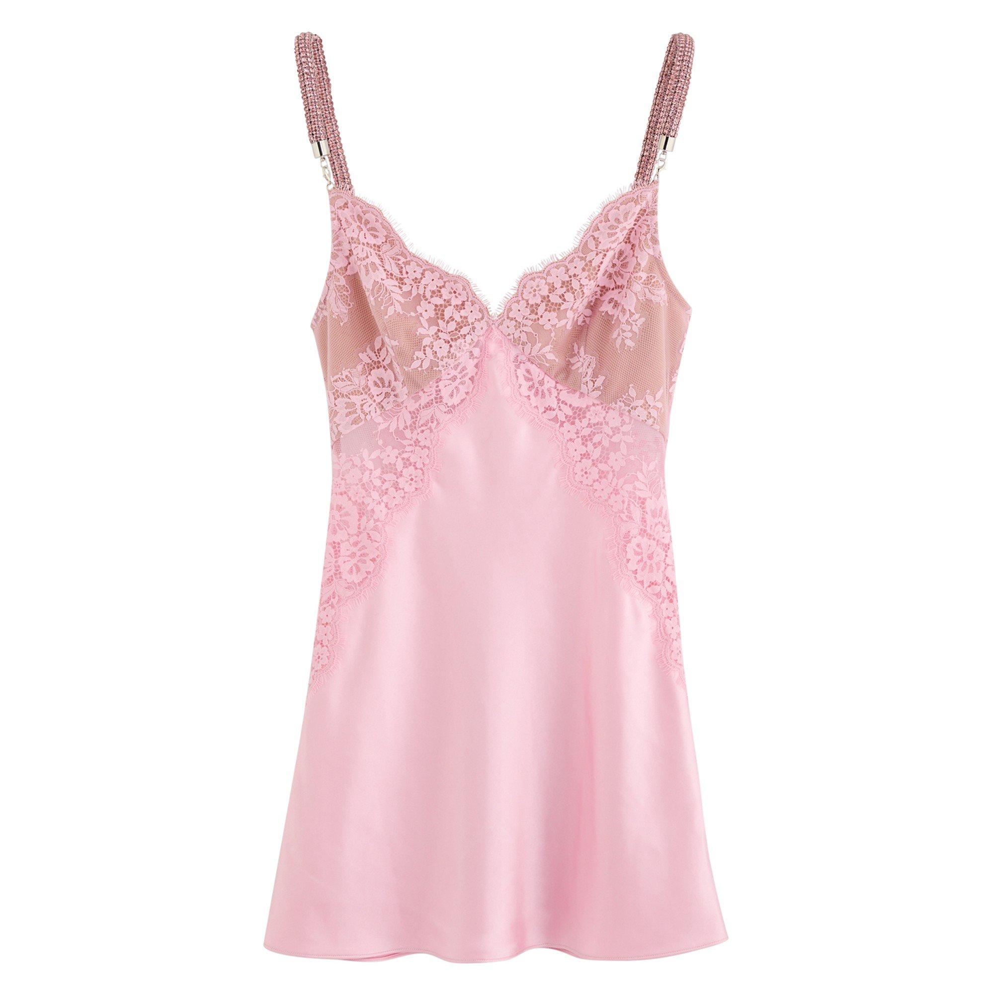 PINK - Self Portrait - SD LACE SATIN MINI DRESS