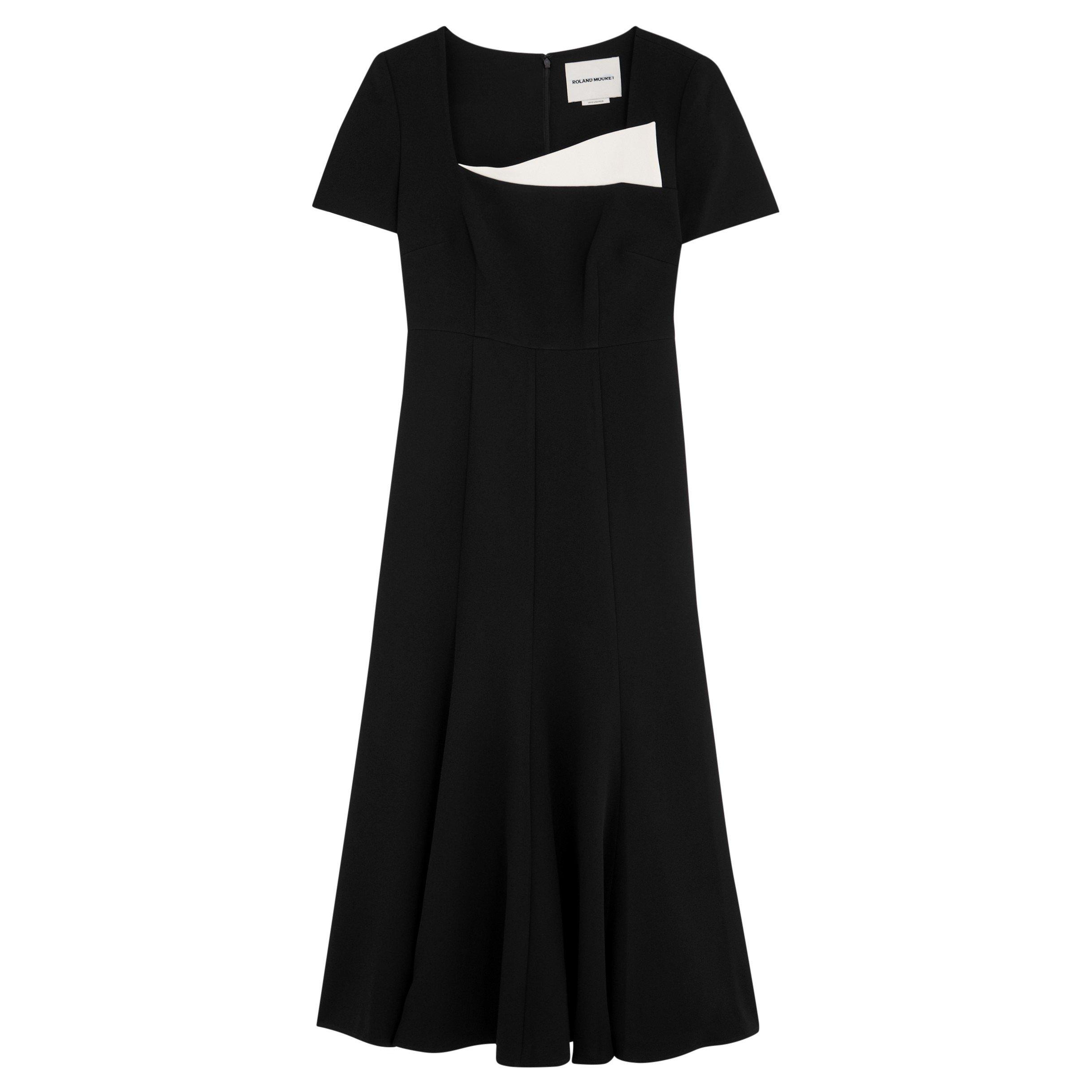 BLACK AND WHITE - Roland Mouret - SHORT SLEEVE HEAVY CADY MIDI D