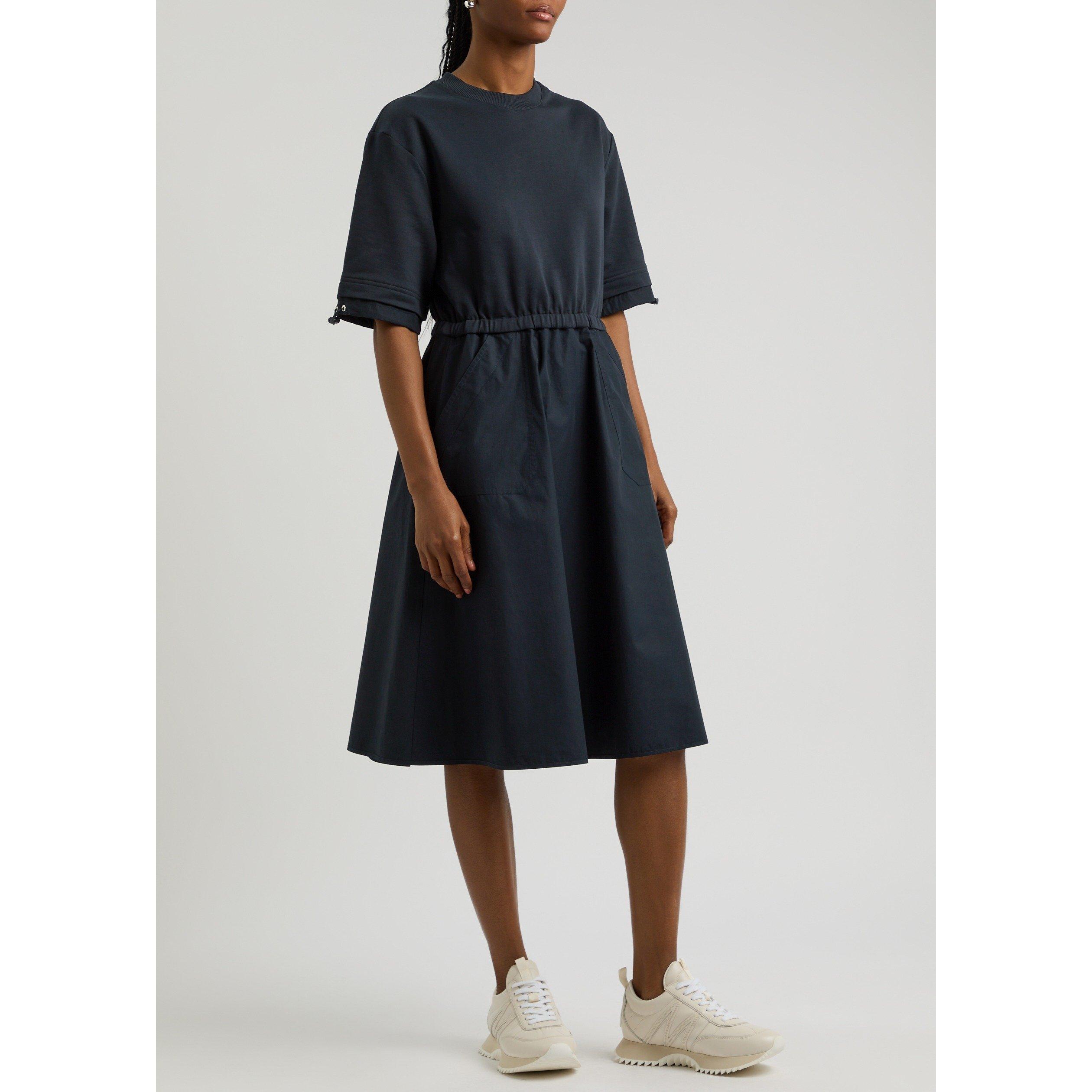 NAVY - Moncler - Women's Cotton Short-Sleeve Relaxed-Fit A Line Dress - 2