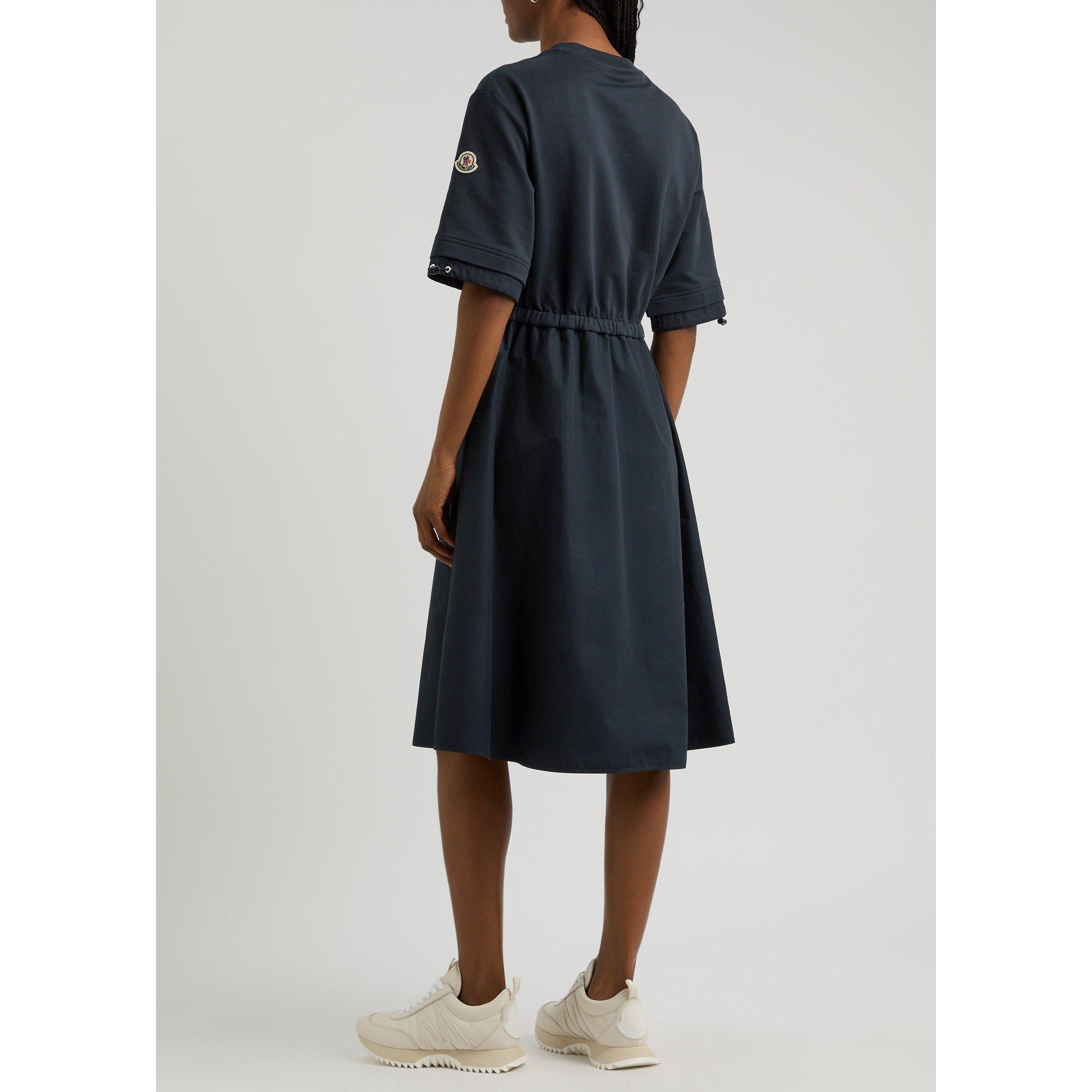 NAVY - Moncler - Women's Cotton Short-Sleeve Relaxed-Fit A Line Dress - 3