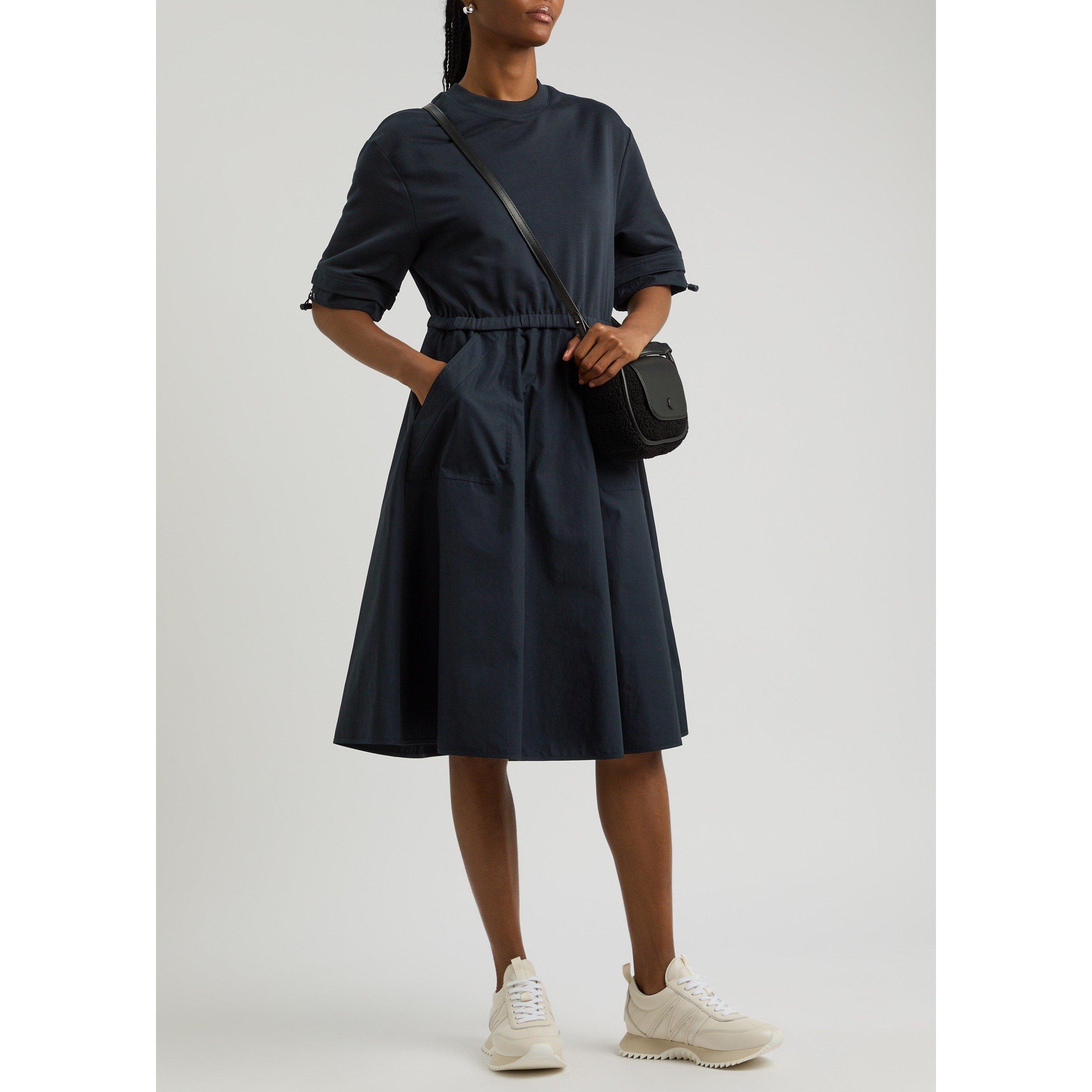 NAVY - Moncler - Women's Cotton Short-Sleeve Relaxed-Fit A Line Dress - 5